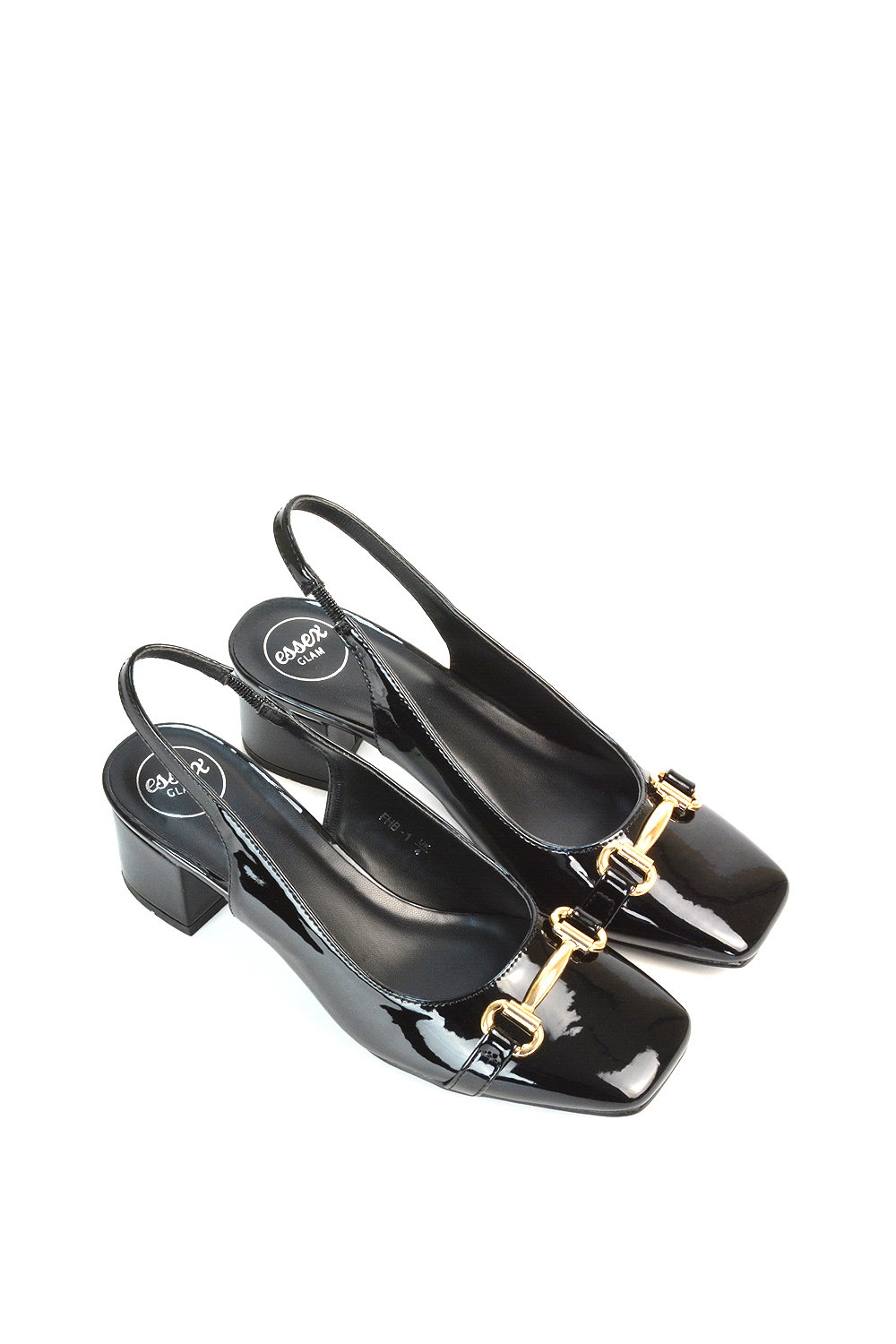Black XY LONDON Black 'Selena' Slingback Mid Heels With Square Toe, Image 4 of 6