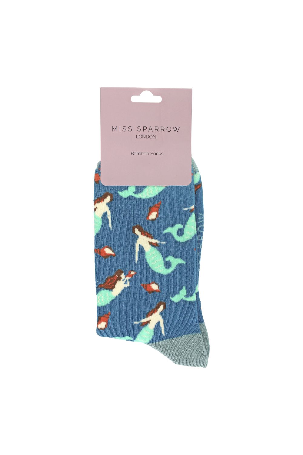 Blue Ladies Mermaids Novelty Patterned Bamboo Socks, Image 2 of 4