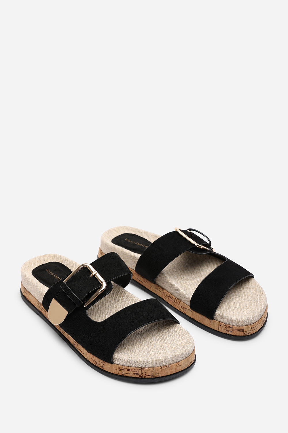Black Avenue Buckle Footbed Suede Sandal, Image 4 of 6