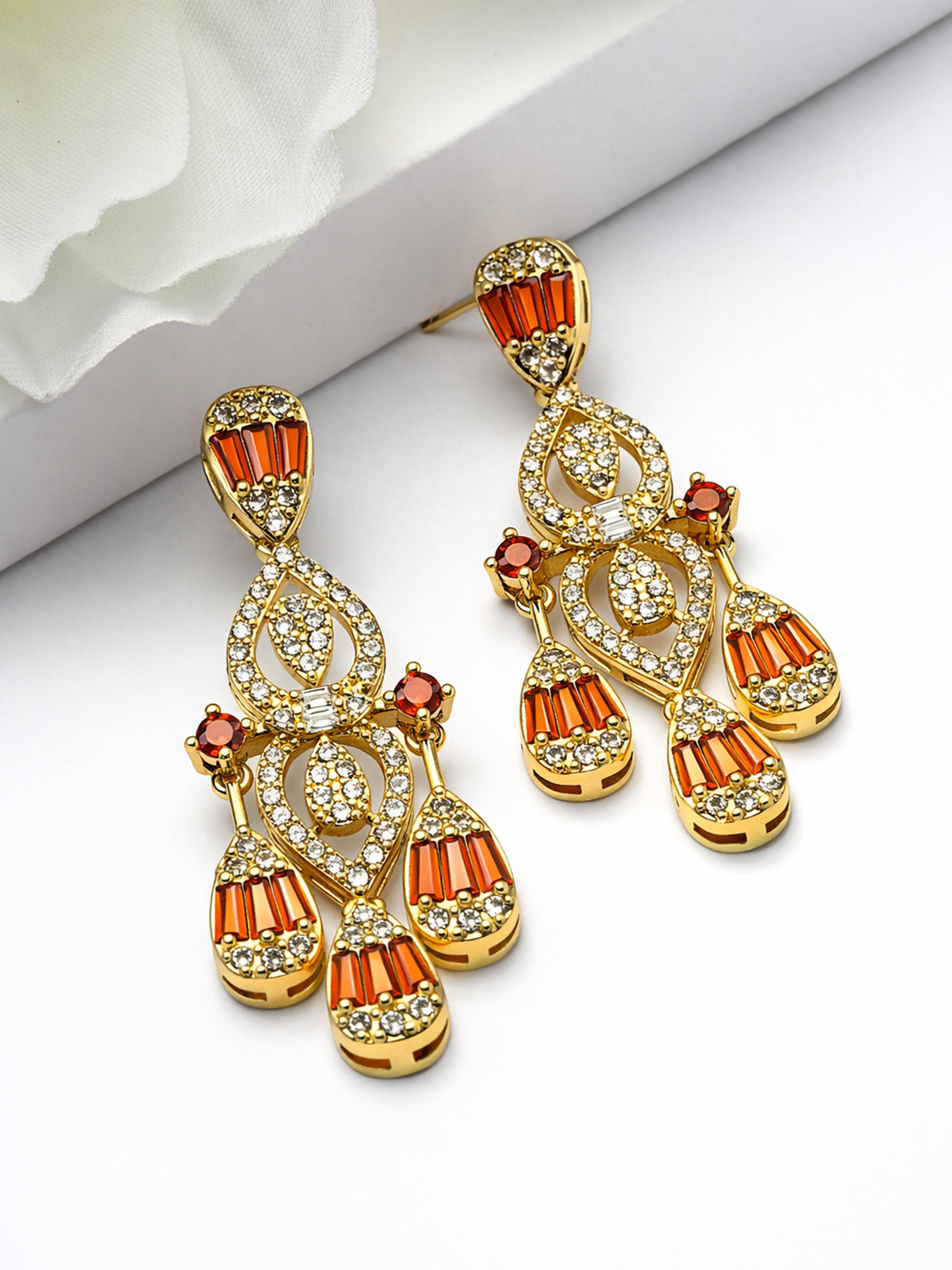 Gold AVANT-GARDE PARIS Gold Geometric Chandelier Statement Earrings, Image 3 of 3