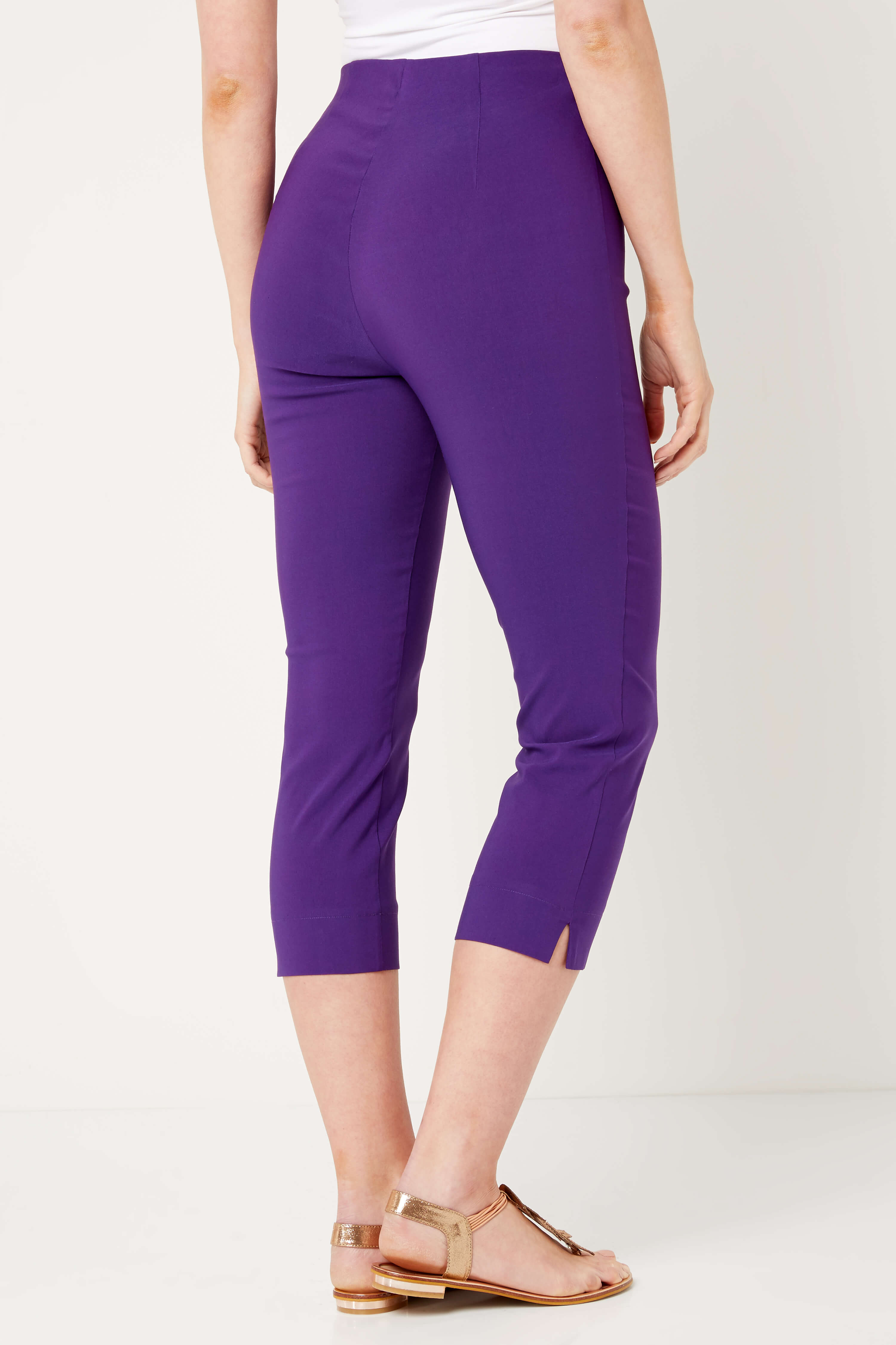 Purple Cropped Stretch Trouser, Image 3 of 4