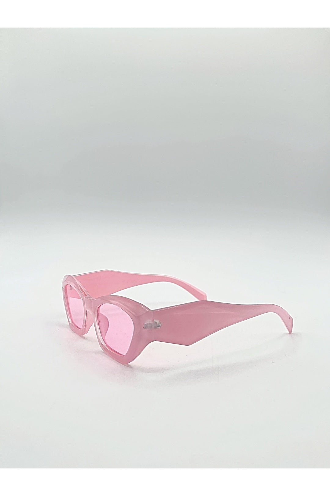 Pink SVNX Pink Angular Cat-Eye Sunglasses in Pink, Image 2 of 3
