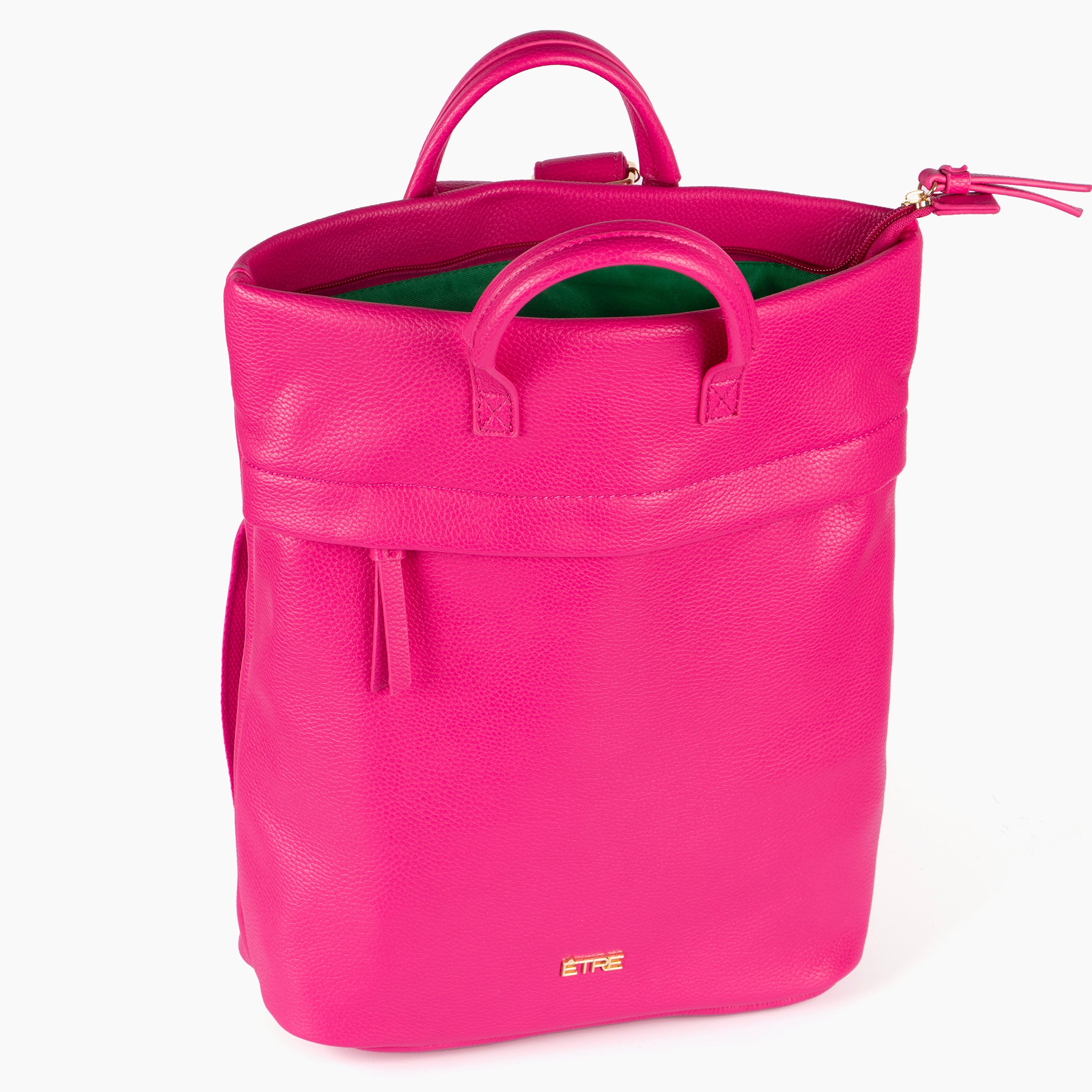Fuchsia Top Handle Faux Leather Backpack, Image 3 of 5