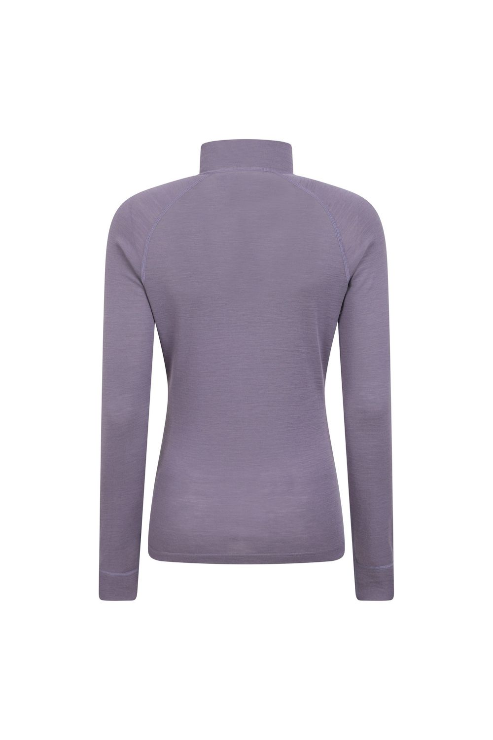 Purple Merino Wool Zip Neck Thermal Top, Image 2 of 4