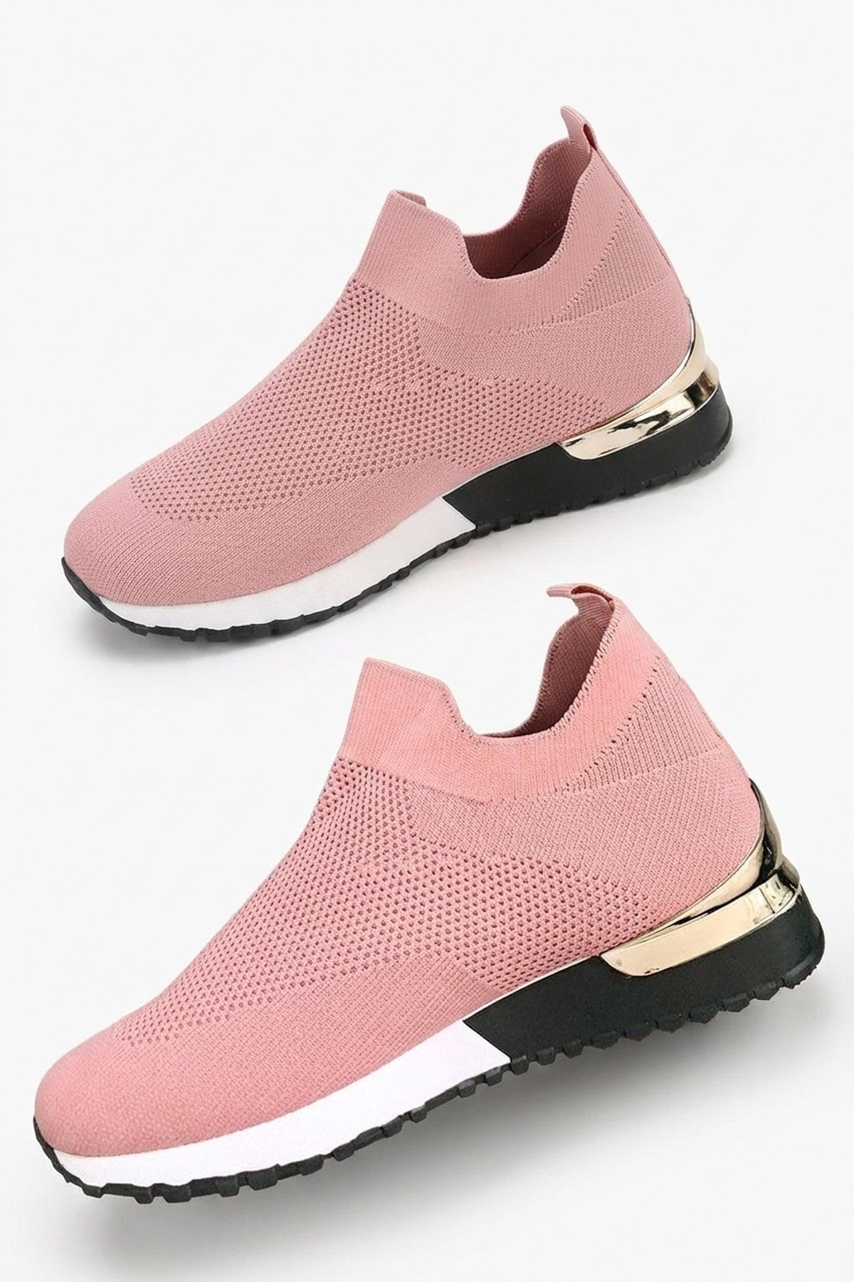 Pink Jessi Slip On Sock Wedge Trainers