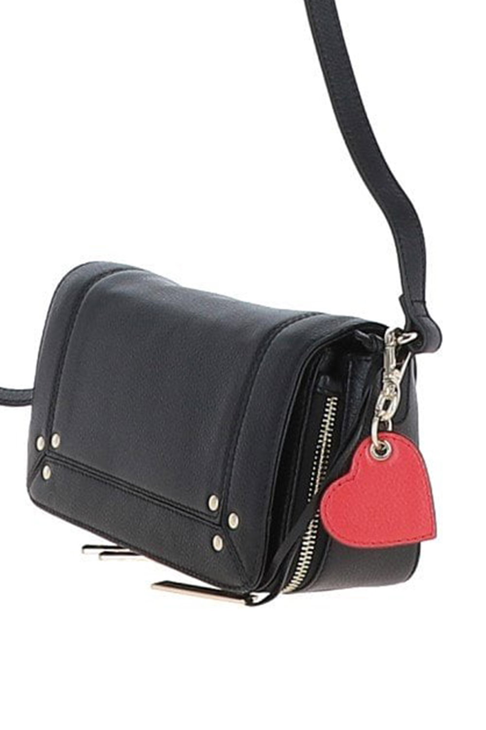 Black 'Blossom' Flap Over Real Leather Shoulder Bag, Image 2 of 4