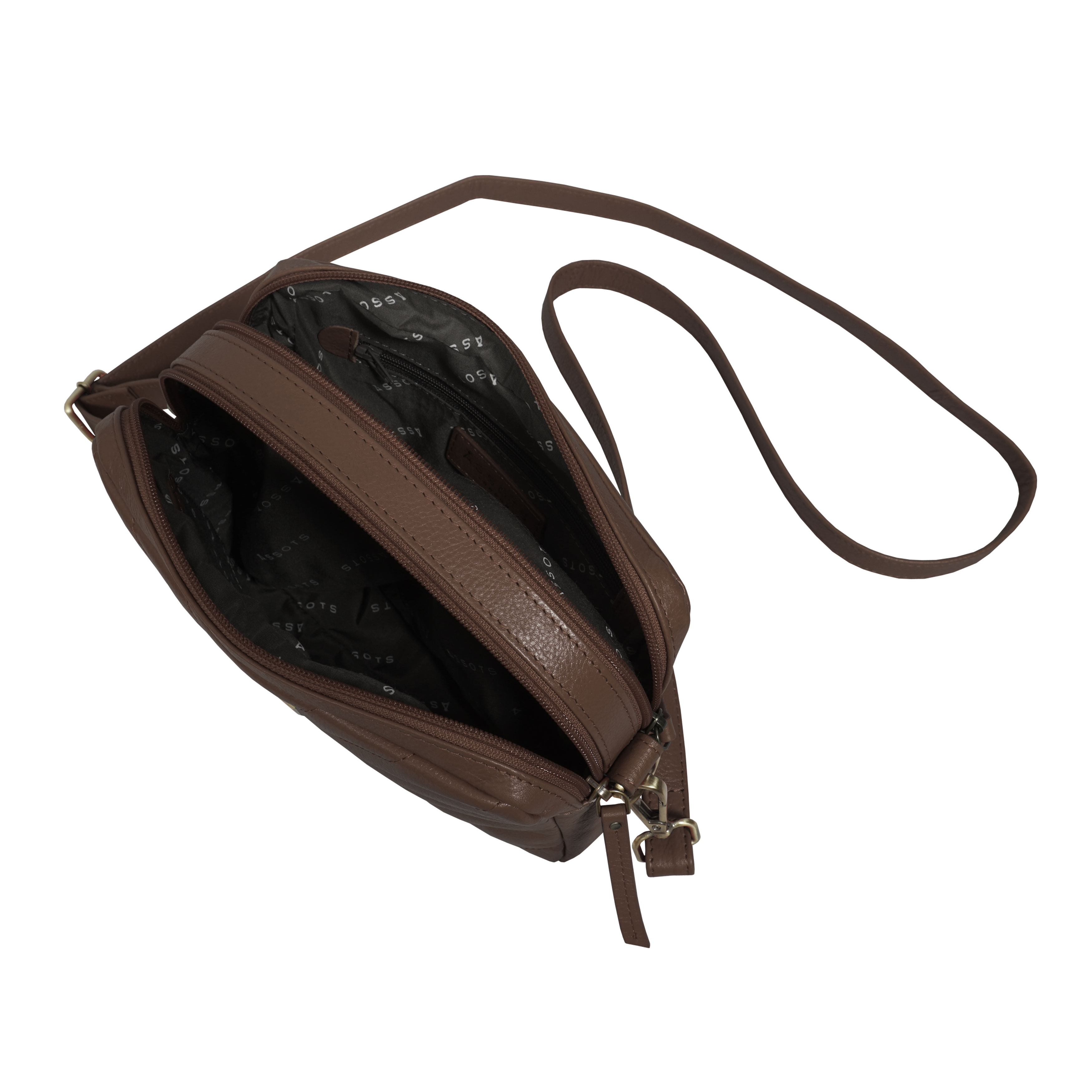 Tan 'IRIS' Quilted Soft Pebble Grain Leather Crossbody Bag, Image 5 of 6
