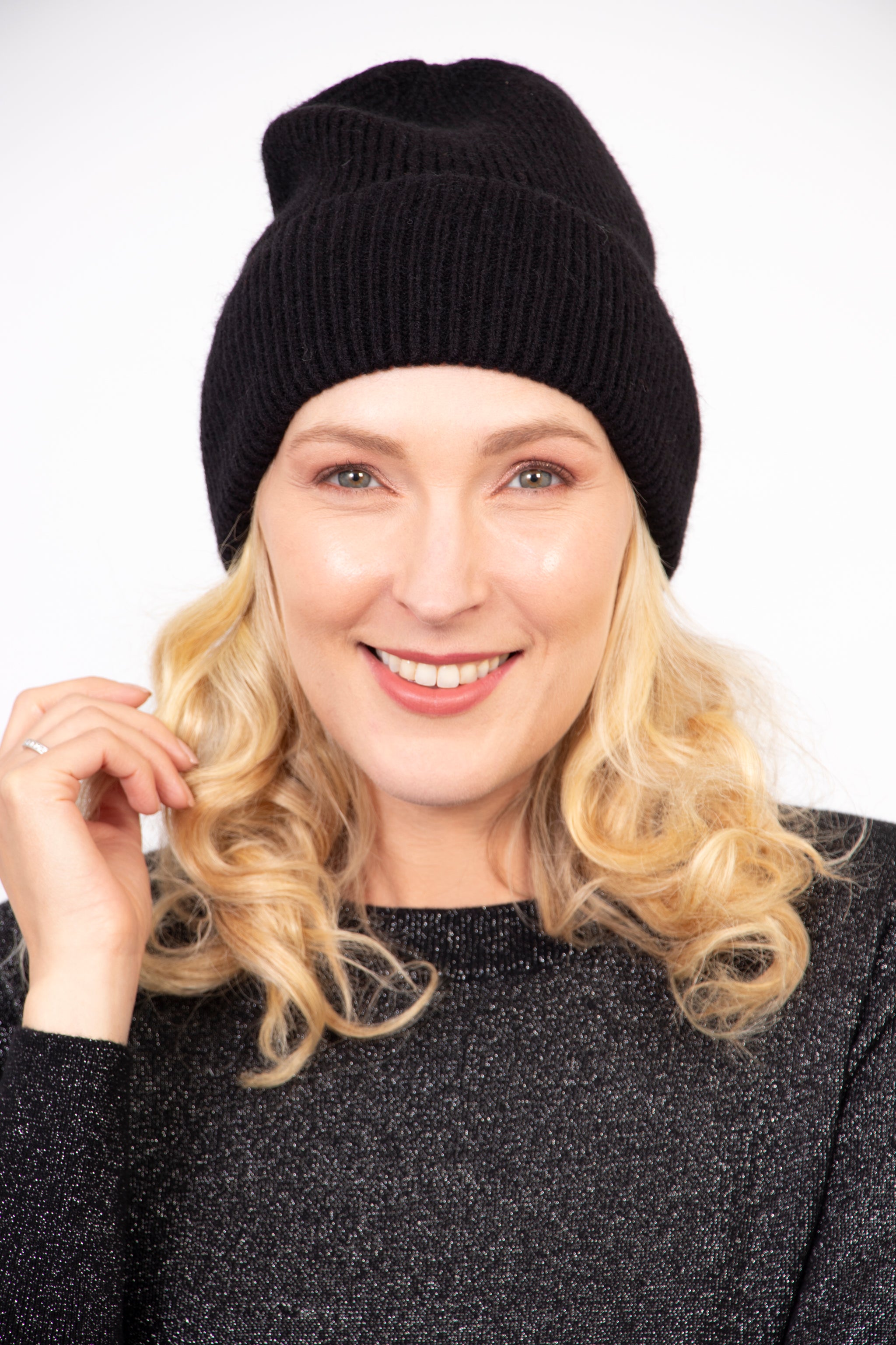 Black Plain Winter Beanie Hat, Image 1 of 1