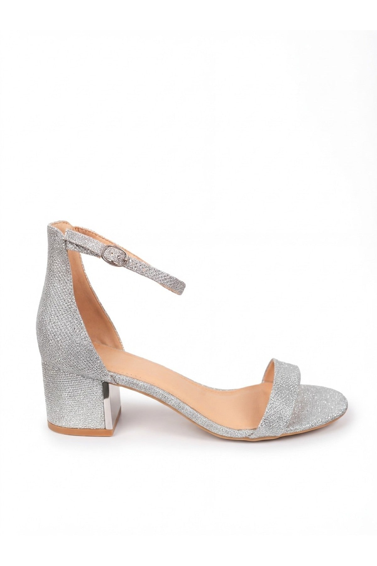 Silver iKrush Silver Bella Womens Glitter Block Heel Sandals, Image 5 of 7
