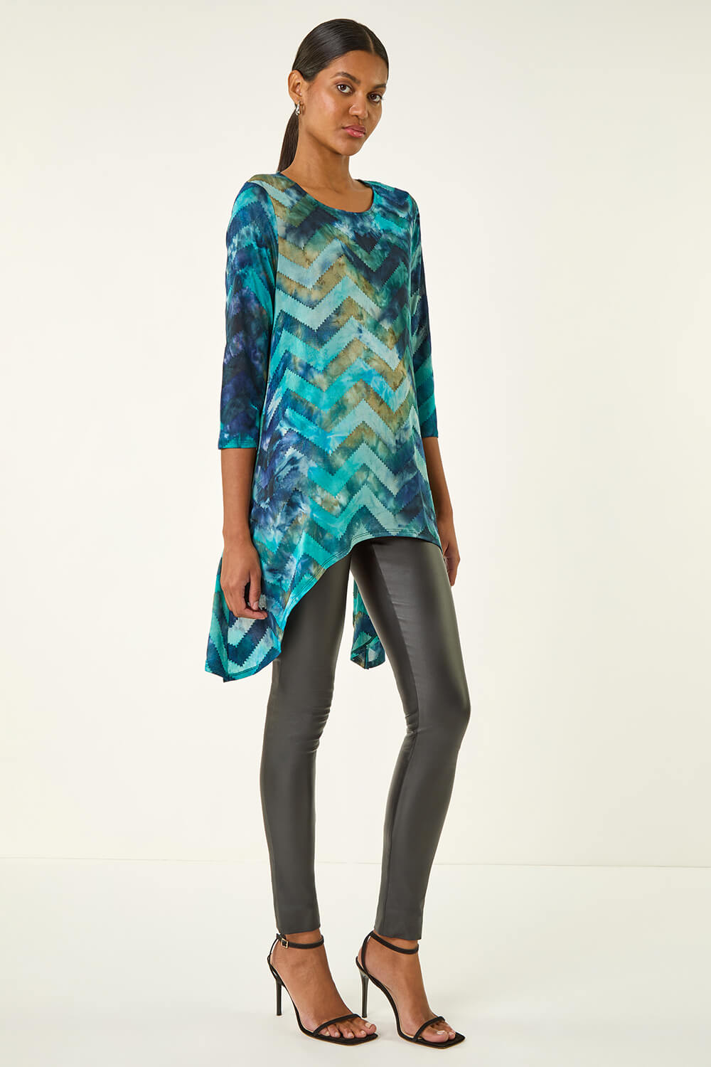 Blue Boucle Stretch Hanky Hem Top, Image 3 of 5
