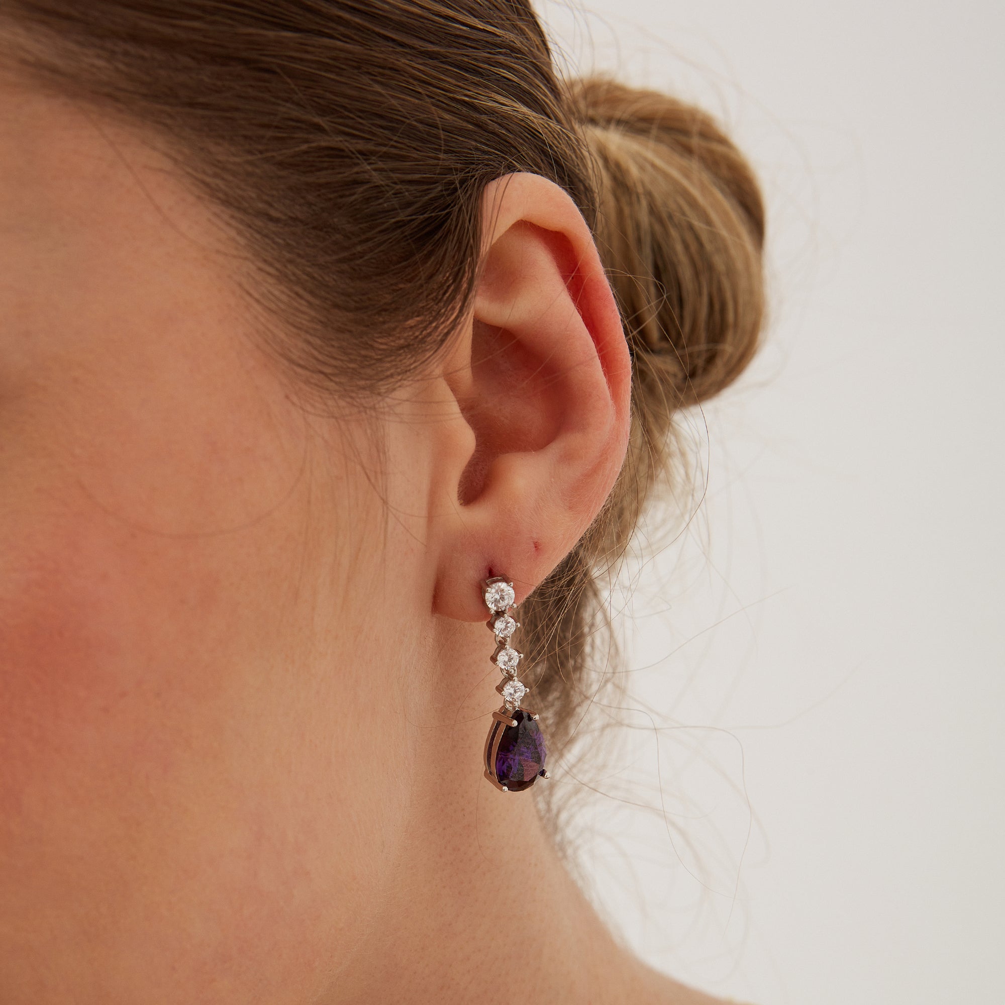 Silver Spero Silver Pear Shape Amethyst Sterling Silver Drop Earrings, Image 2 of 4