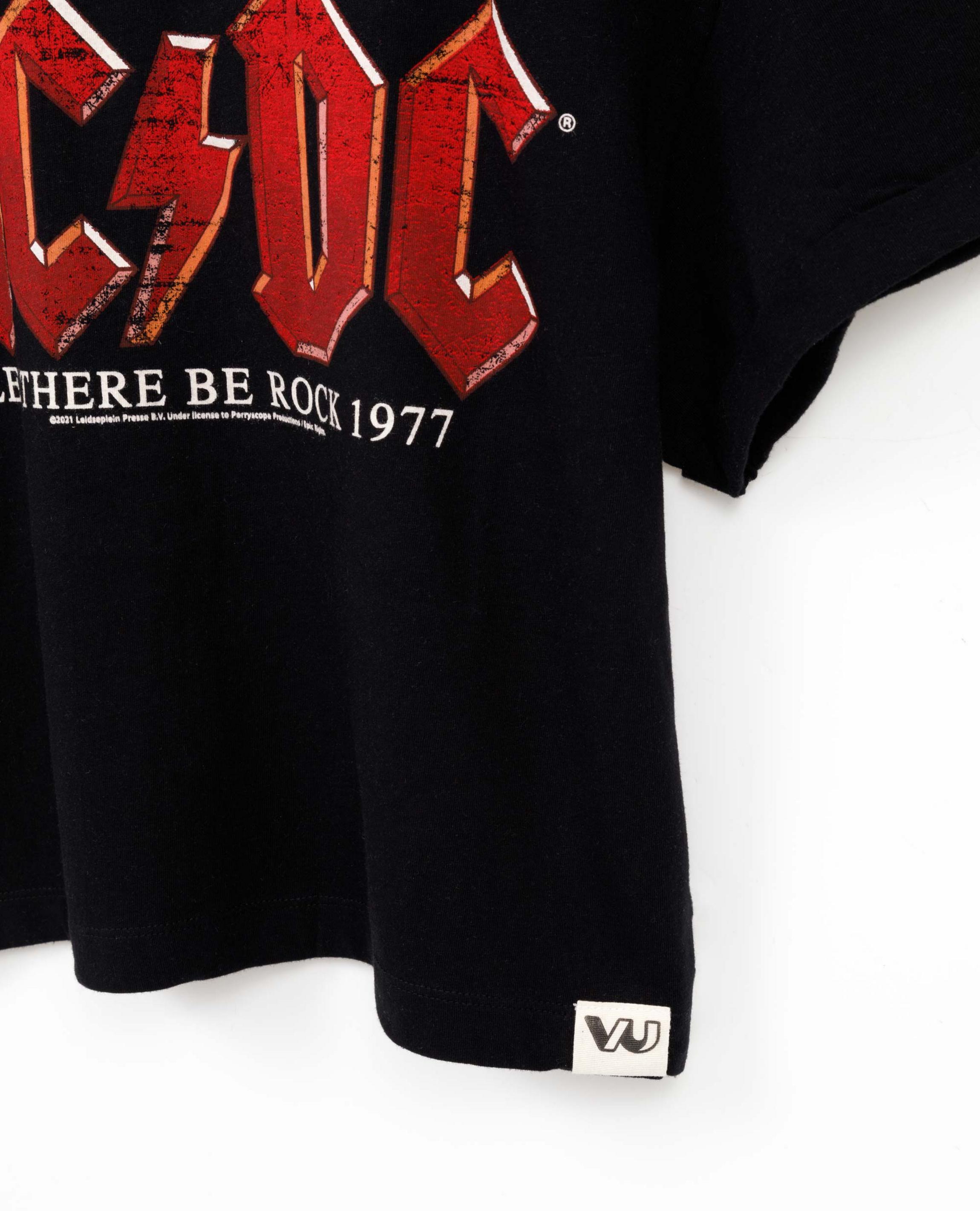 Black AC/DC Crop Cropped Short Sleeved T-Shirt, Image 5 of 5