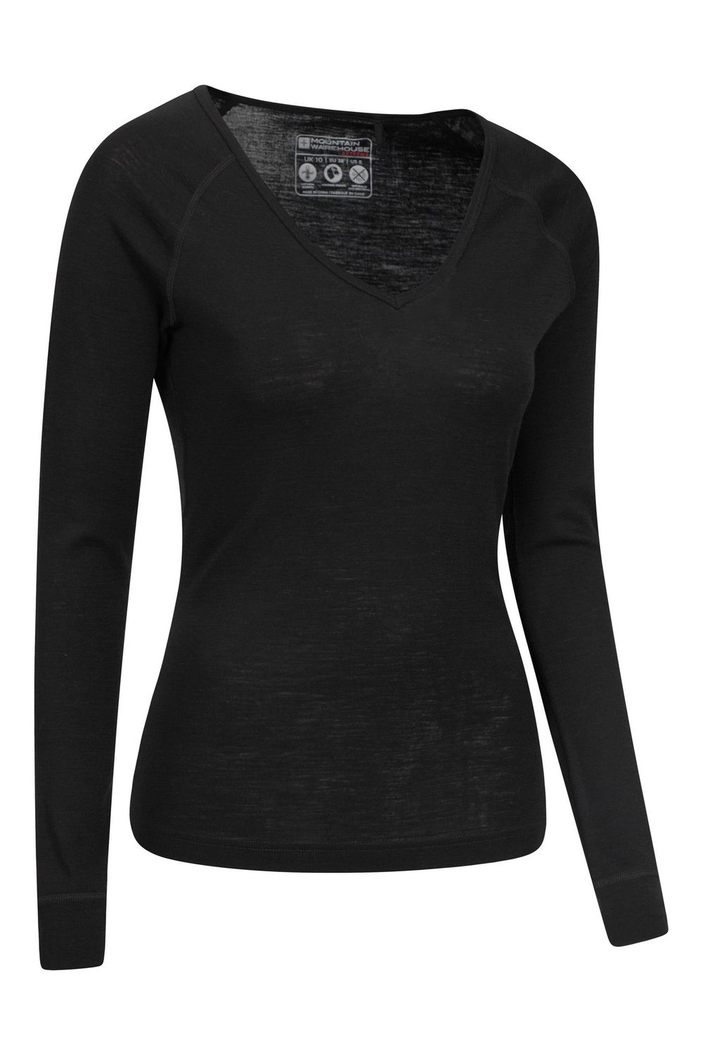 Black Merino Wool V Neck Top, Image 3 of 4