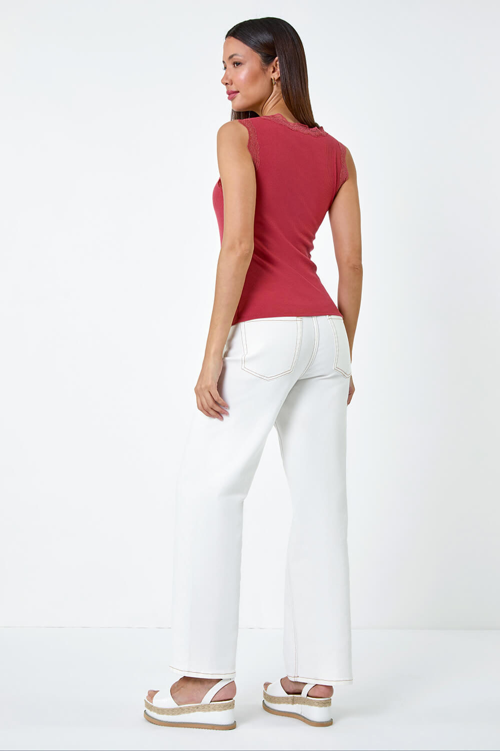 Biscuit Ruched Lace Trim Top, Image 4 of 5