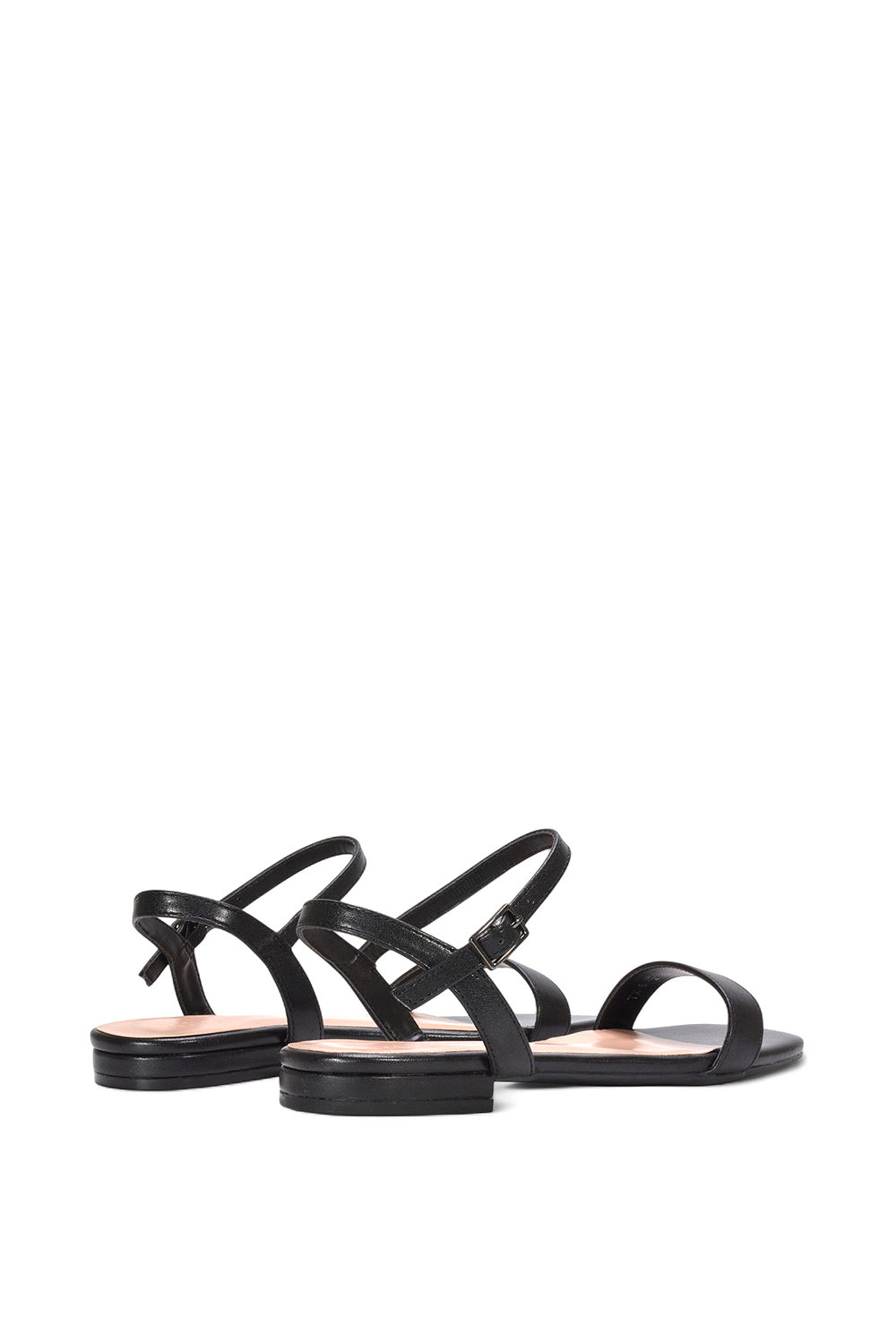 Black XY LONDON Black 'Hallie' Open Toe Flat Strappy Sandals With Ankle Strap, Image 3 of 5