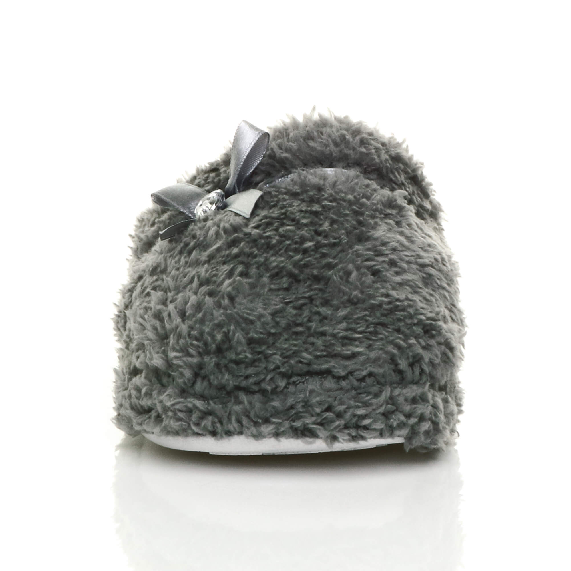 Grey AJVANI Grey Fleece Mules Slippers, Image 5 of 5