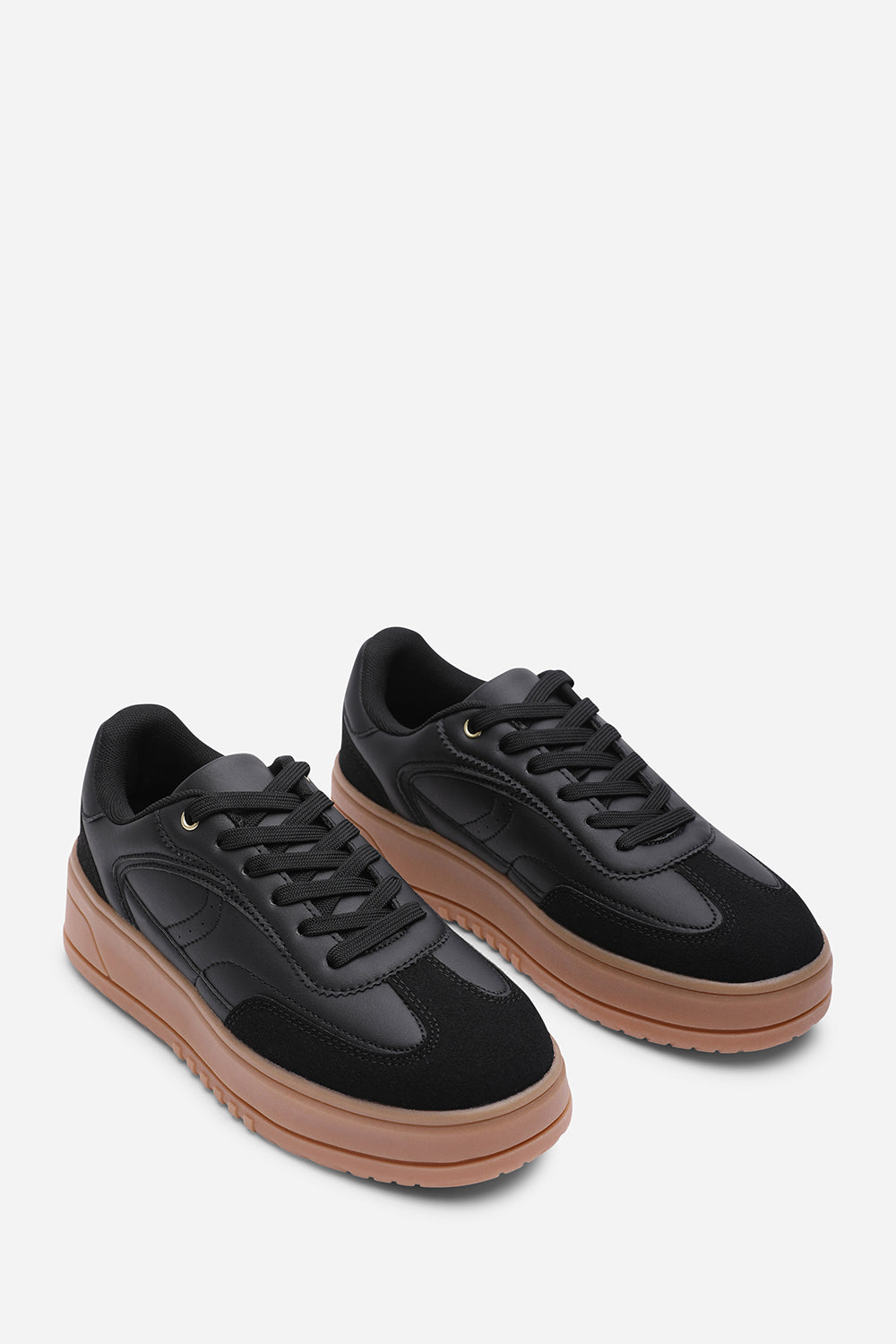 Black 'Yulia' Low Wedge Lace up trainer, Image 4 of 6