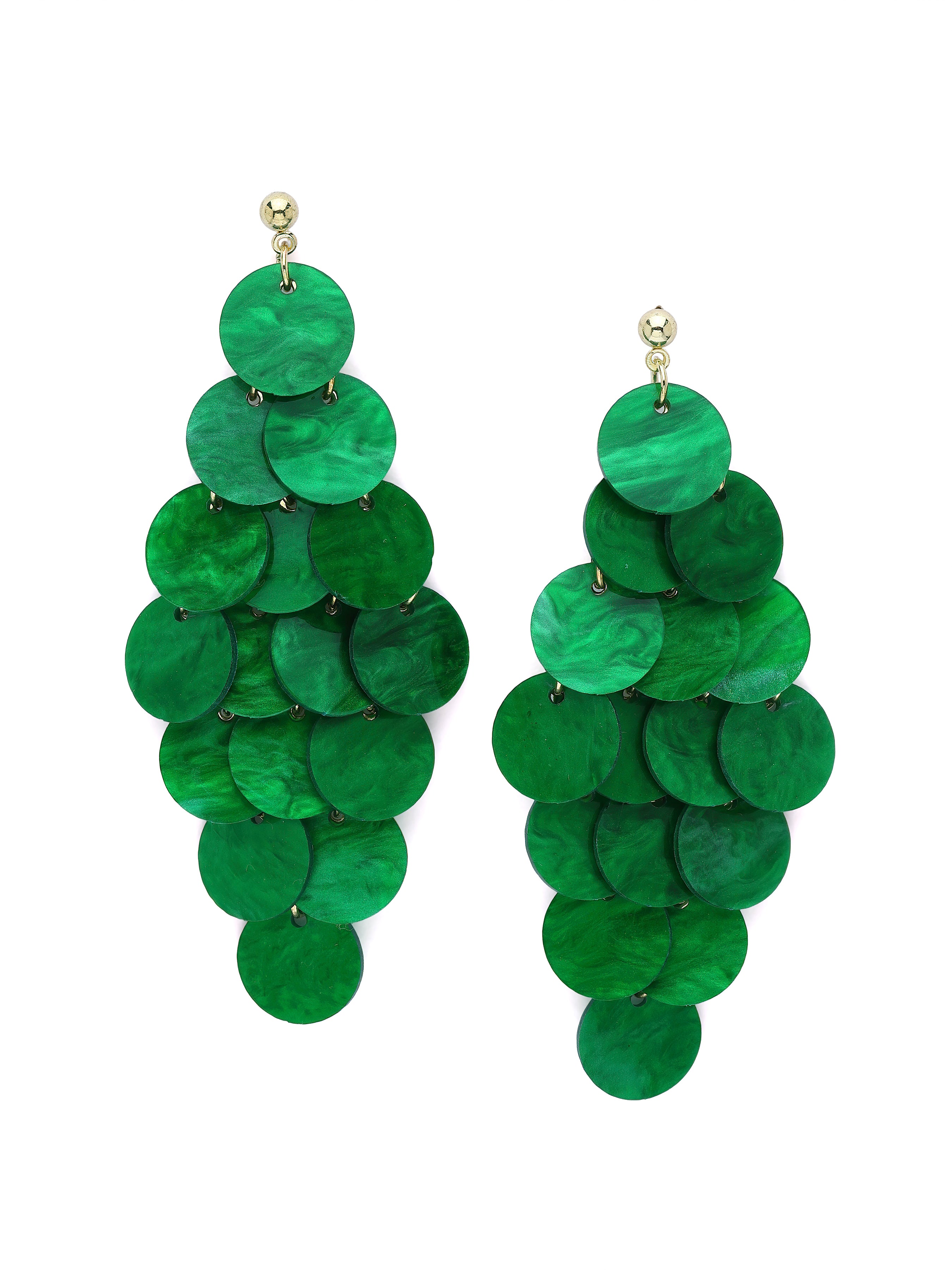 Pink Natural Shell Disc Cascade Drop Earrings