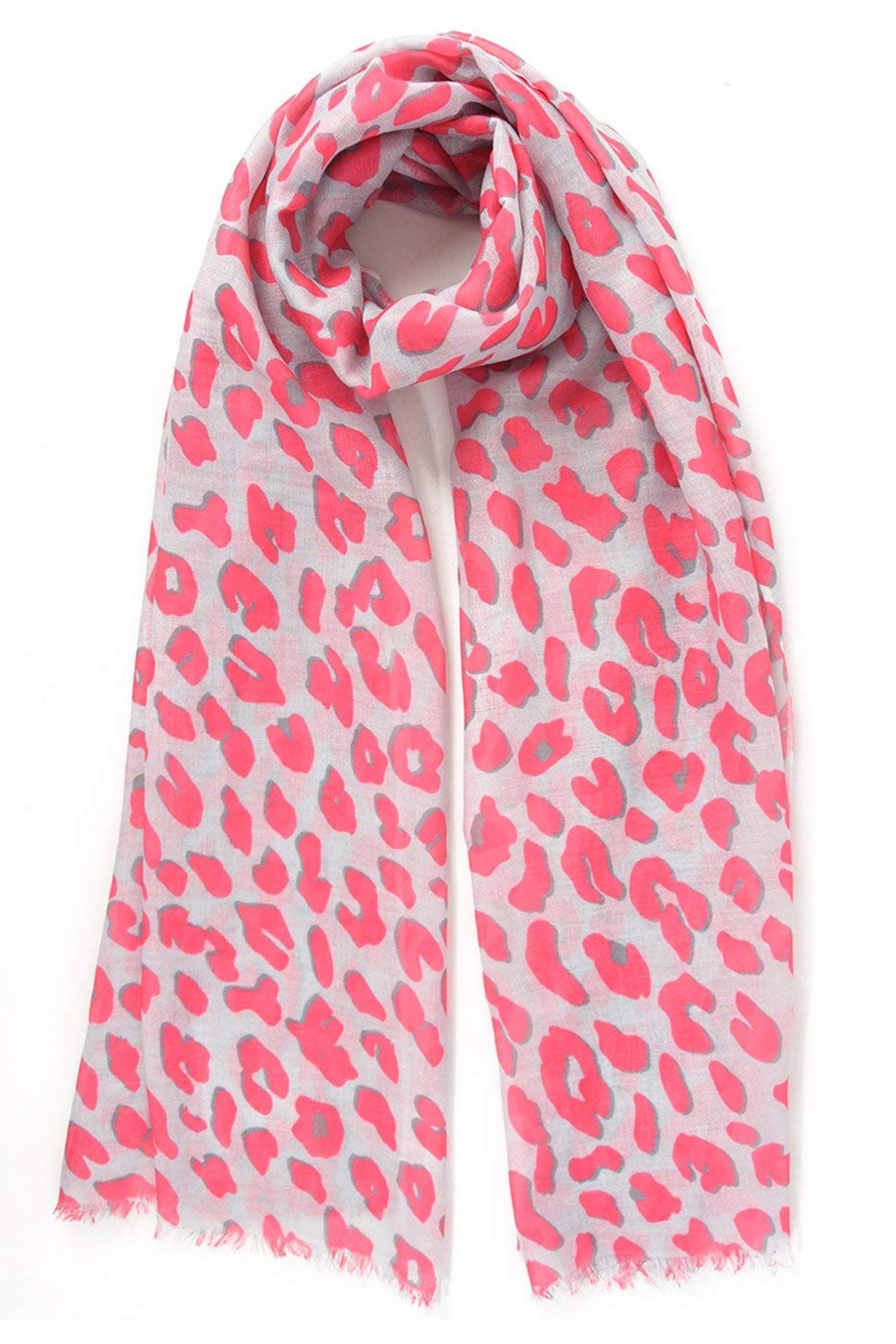 Fuchsia Bold Leopard Print Lightweight Scarf, Image 4 of 4