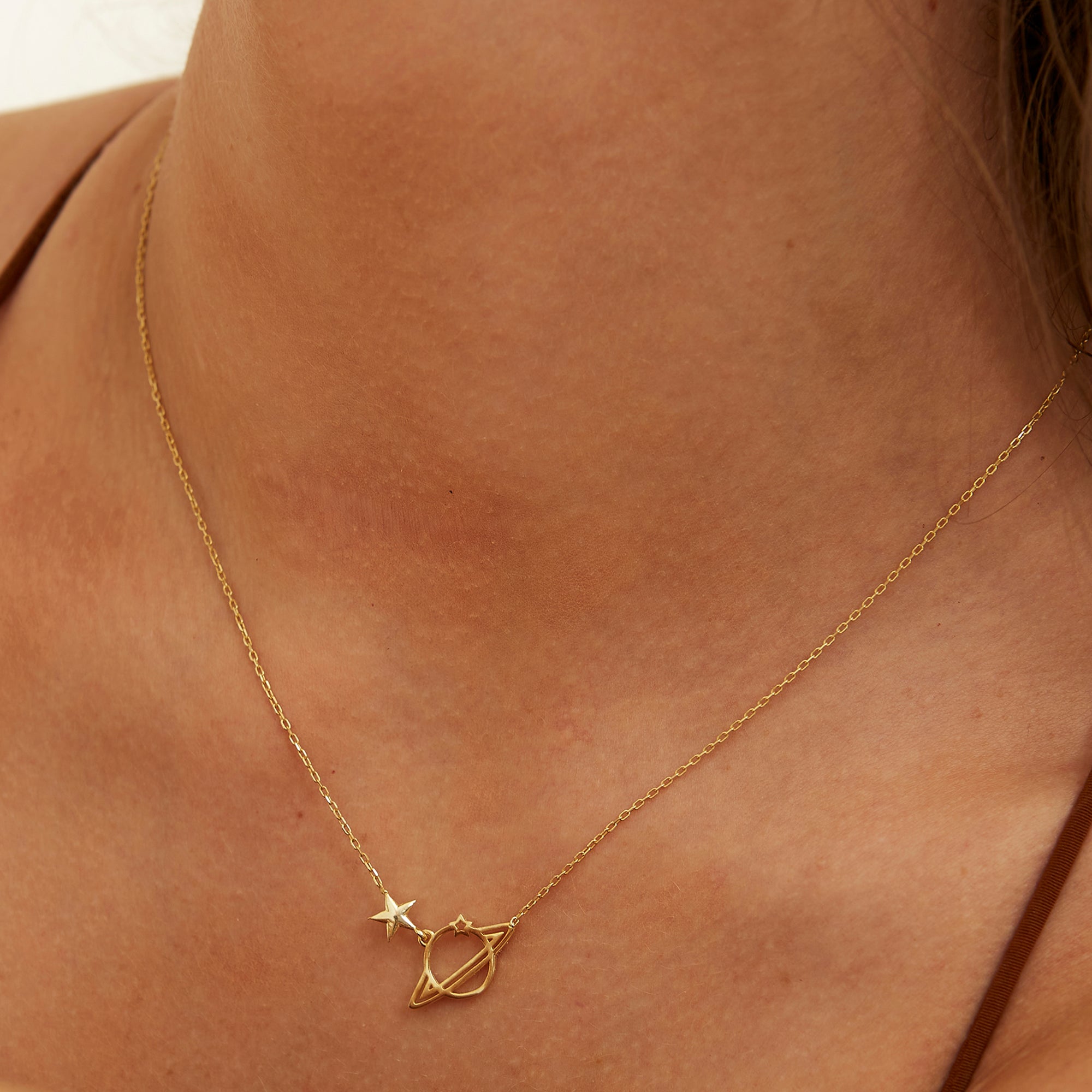 Gold Spero Gold Sterling Silver Saturn Necklace, Image 6 of 6
