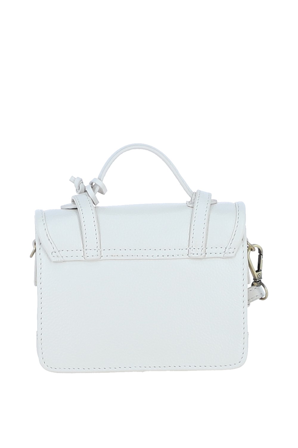 White Stylish Real Leather Small Satchel Bag, Image 3 of 4