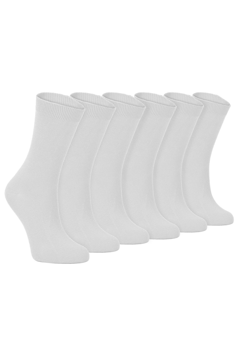 White 6 Pairs Ladies Plain Cotton Rich Dress Socks, Image 1 of 5