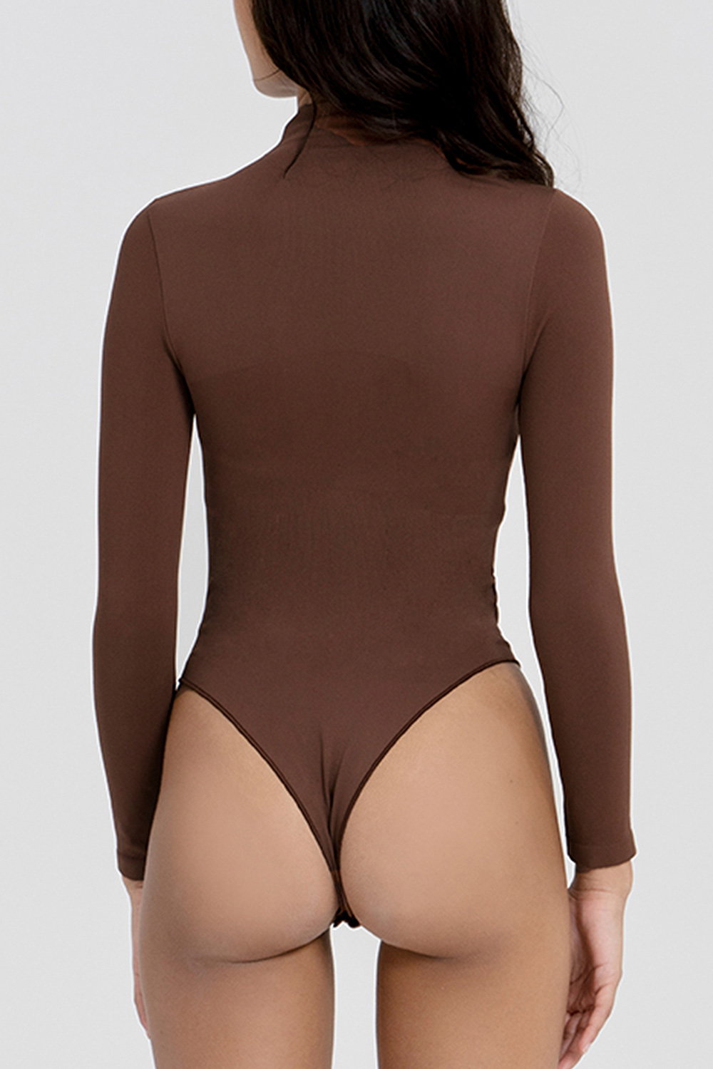 Brown Turtle Neck Sculpting Bodysuit, Image 5 of 5