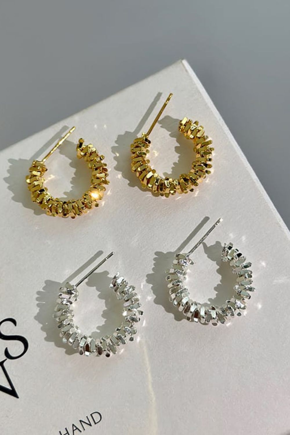 Silver Vintage Twisted C-Shape Wave Earrings, Image 1 of 3