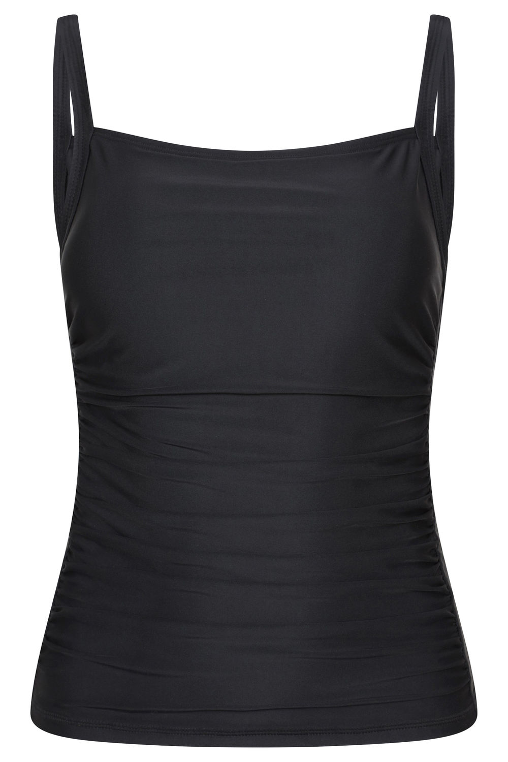 Black Plain Tummy Control Tankini Top, Image 1 of 3