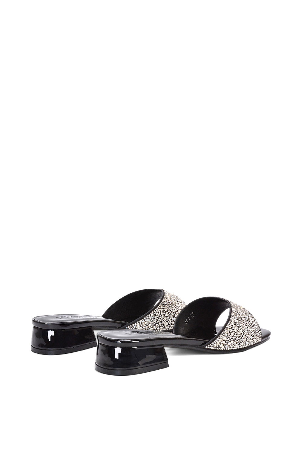 Black XY LONDON Black 'Seren' Low Heel Sandal Mules With Diamante Details, Image 4 of 6