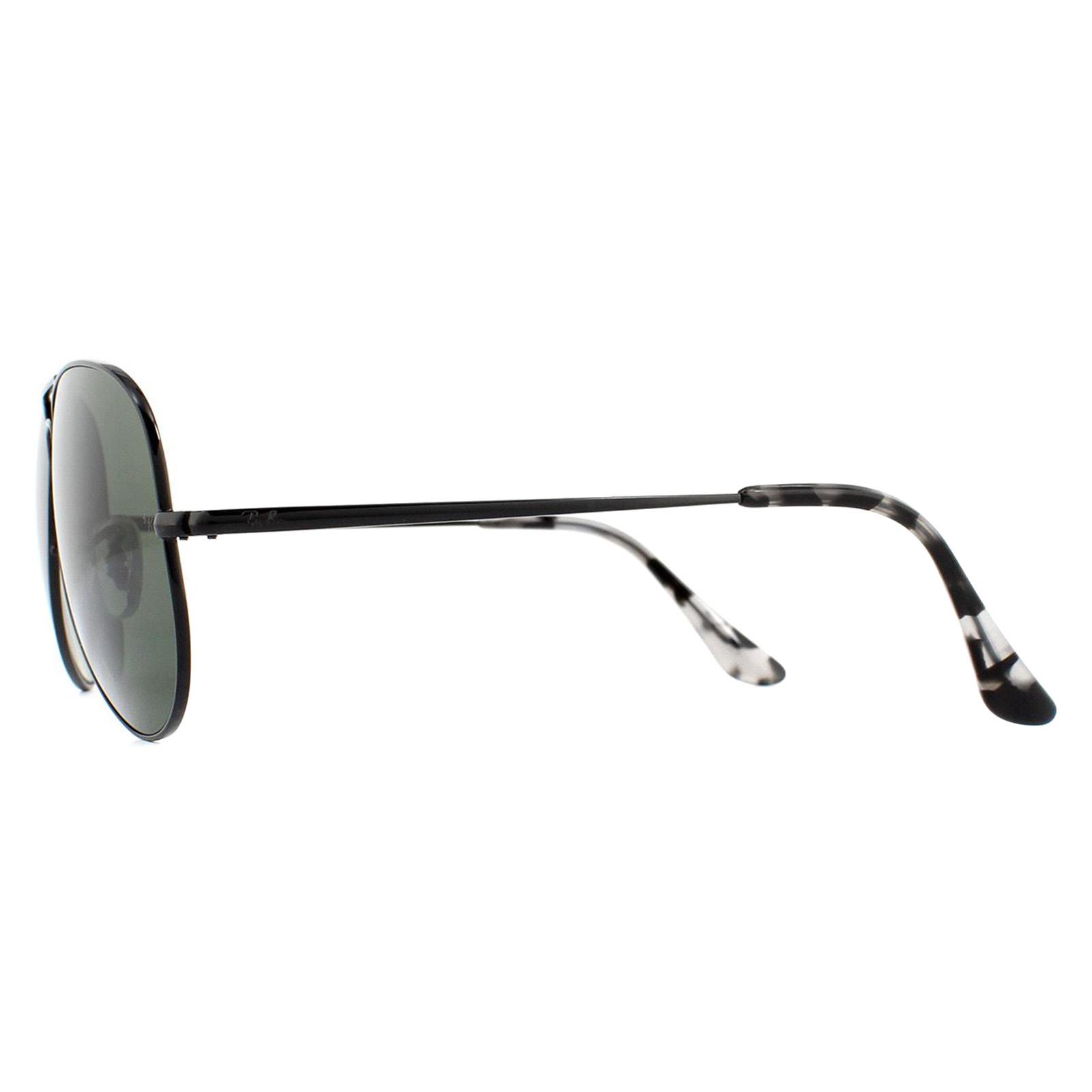 Black Ray-Ban Black Aviator Black Green Sunglasses, Image 3 of 6