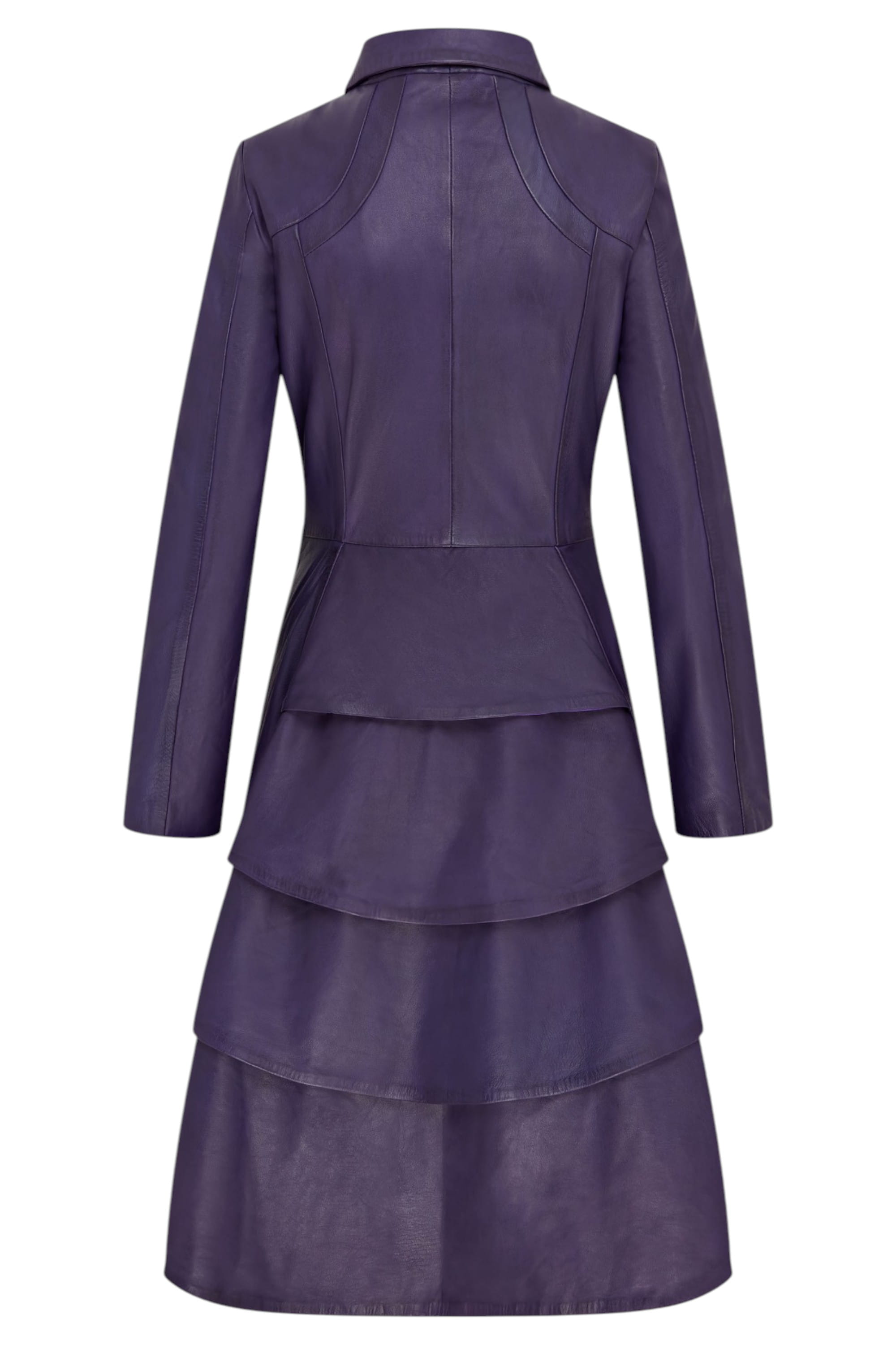 Plum Goth Full Length Victorian Leather Coat, Image 4 of 6