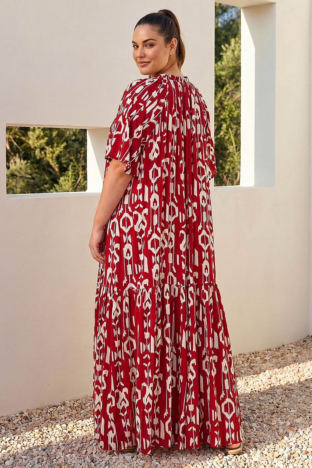 Red Curve Printed Woven Maxi Dress, Image 4 of 4
