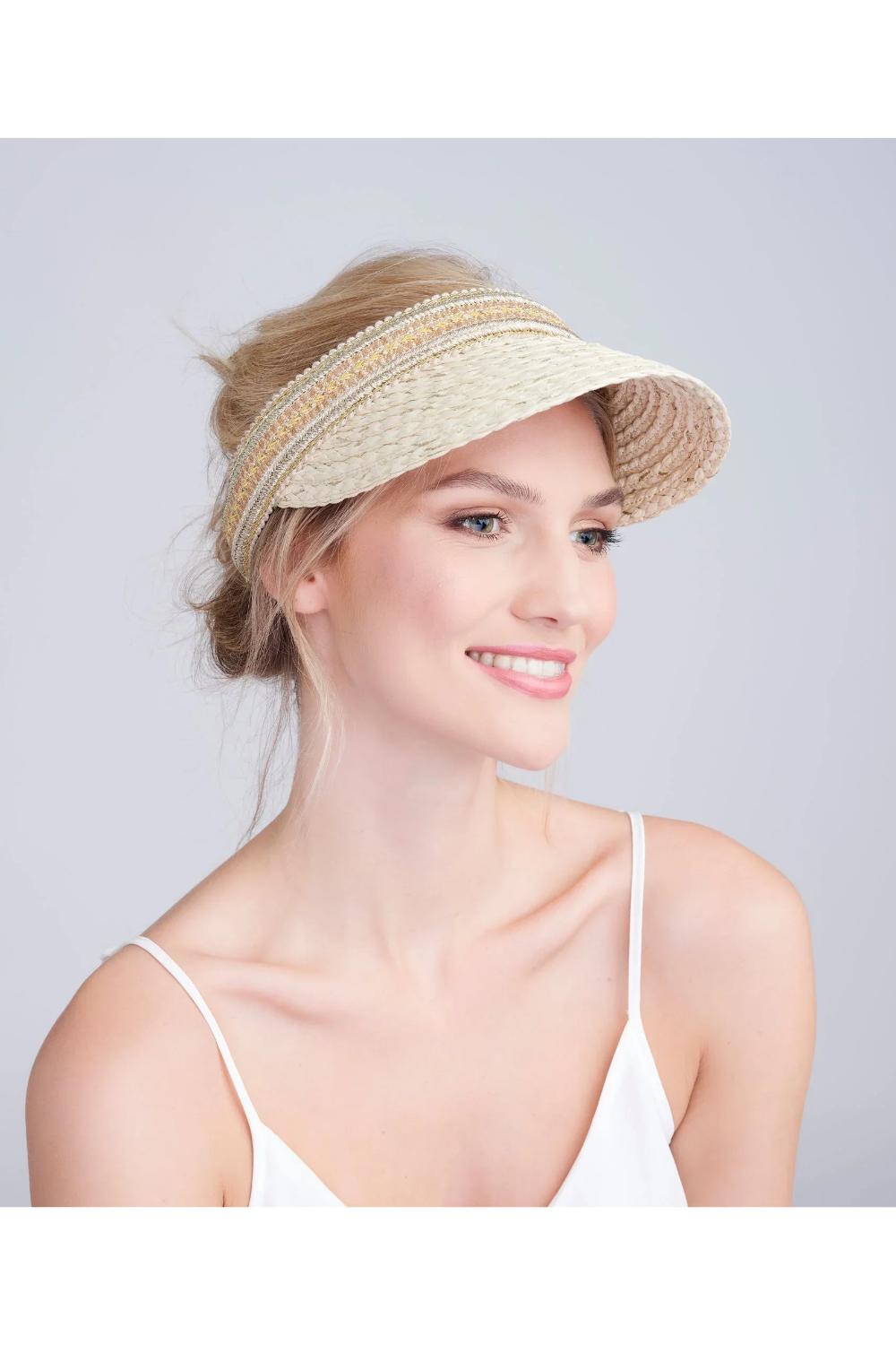 Gold Delilah - Embellished Straw Visor - Gold, Image 1 of 1