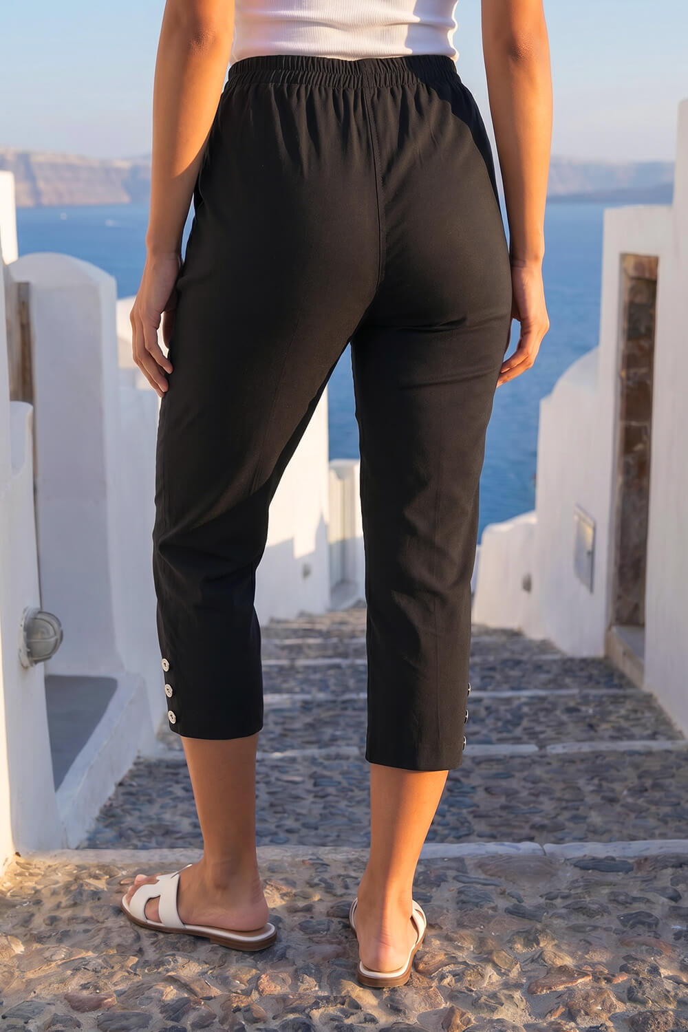 Black Petite Cropped Stretch Trouser, Image 4 of 4