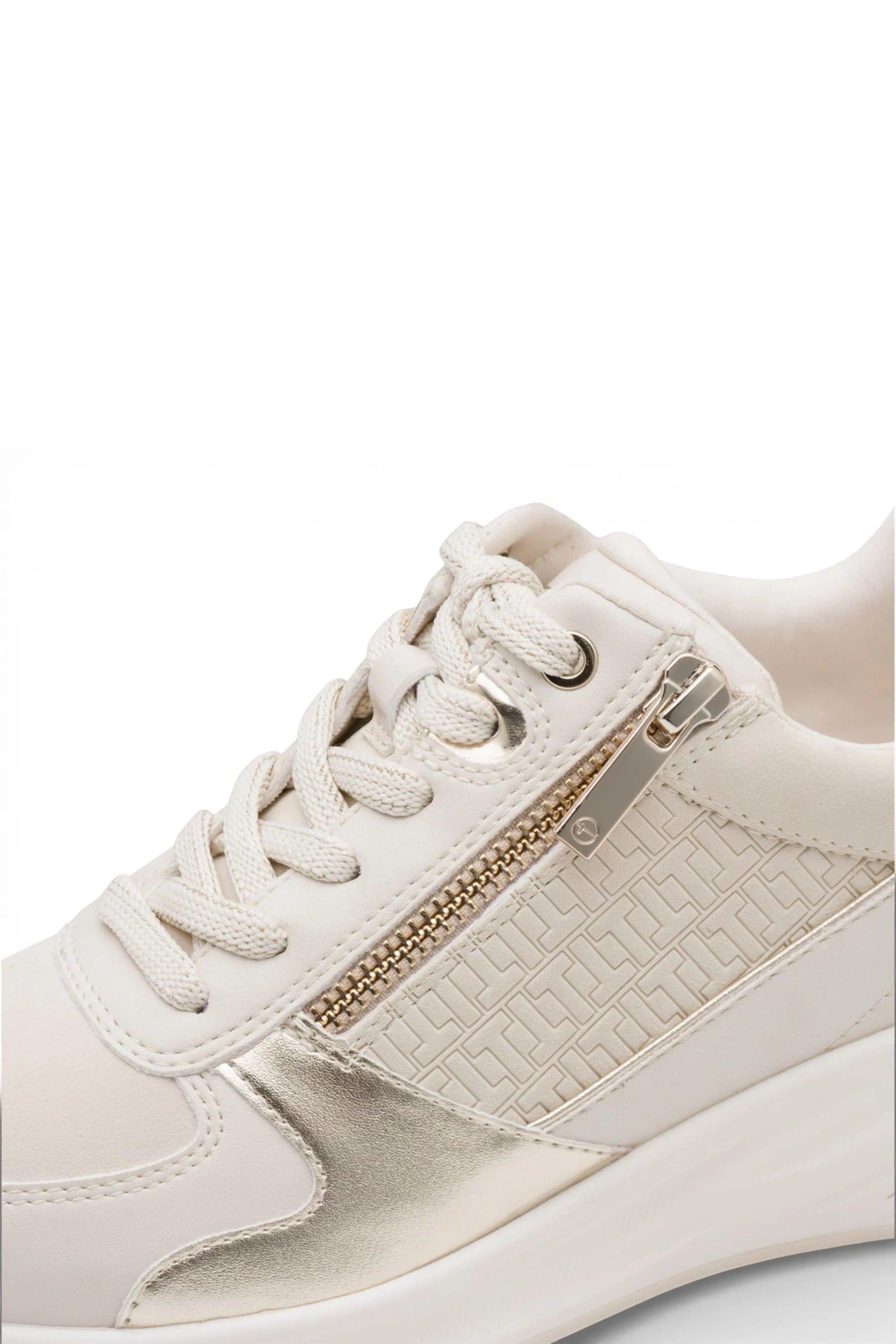 Ivory Tamaris Ivory Tamaris  White Gold Platform Sneakers, Image 5 of 6
