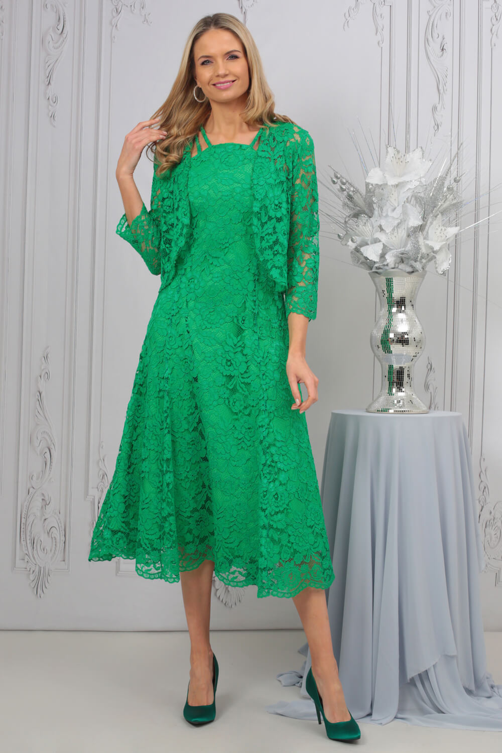 Evening Dress Green Lace Shrug Emerald Julianna Lace Shrug Roman UK