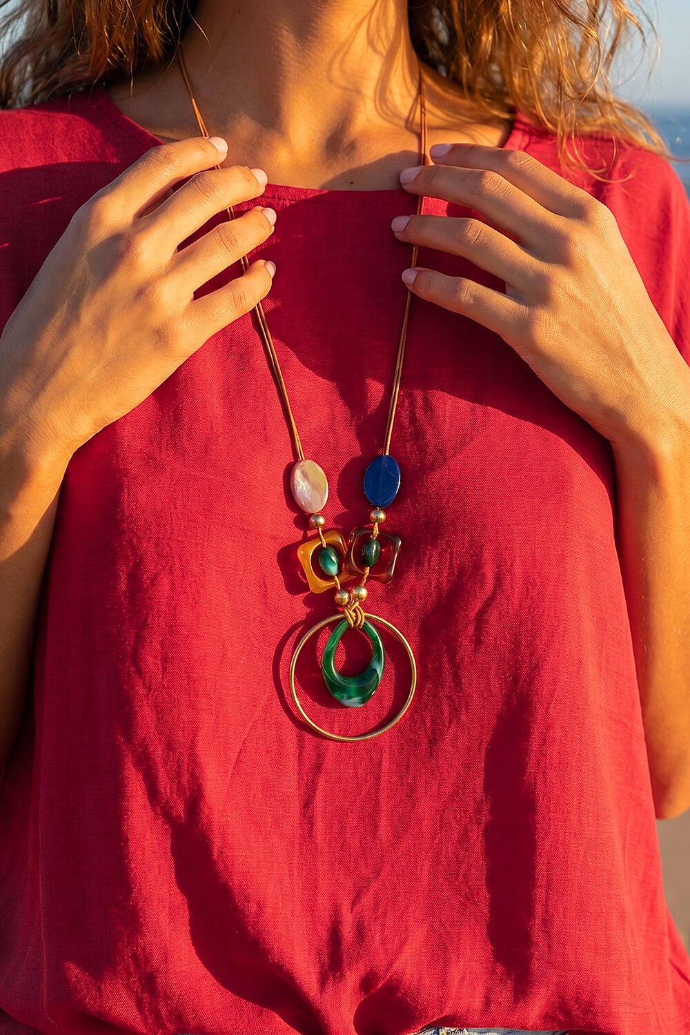 Wine Tunic Top with Necklace, Image 5 of 4