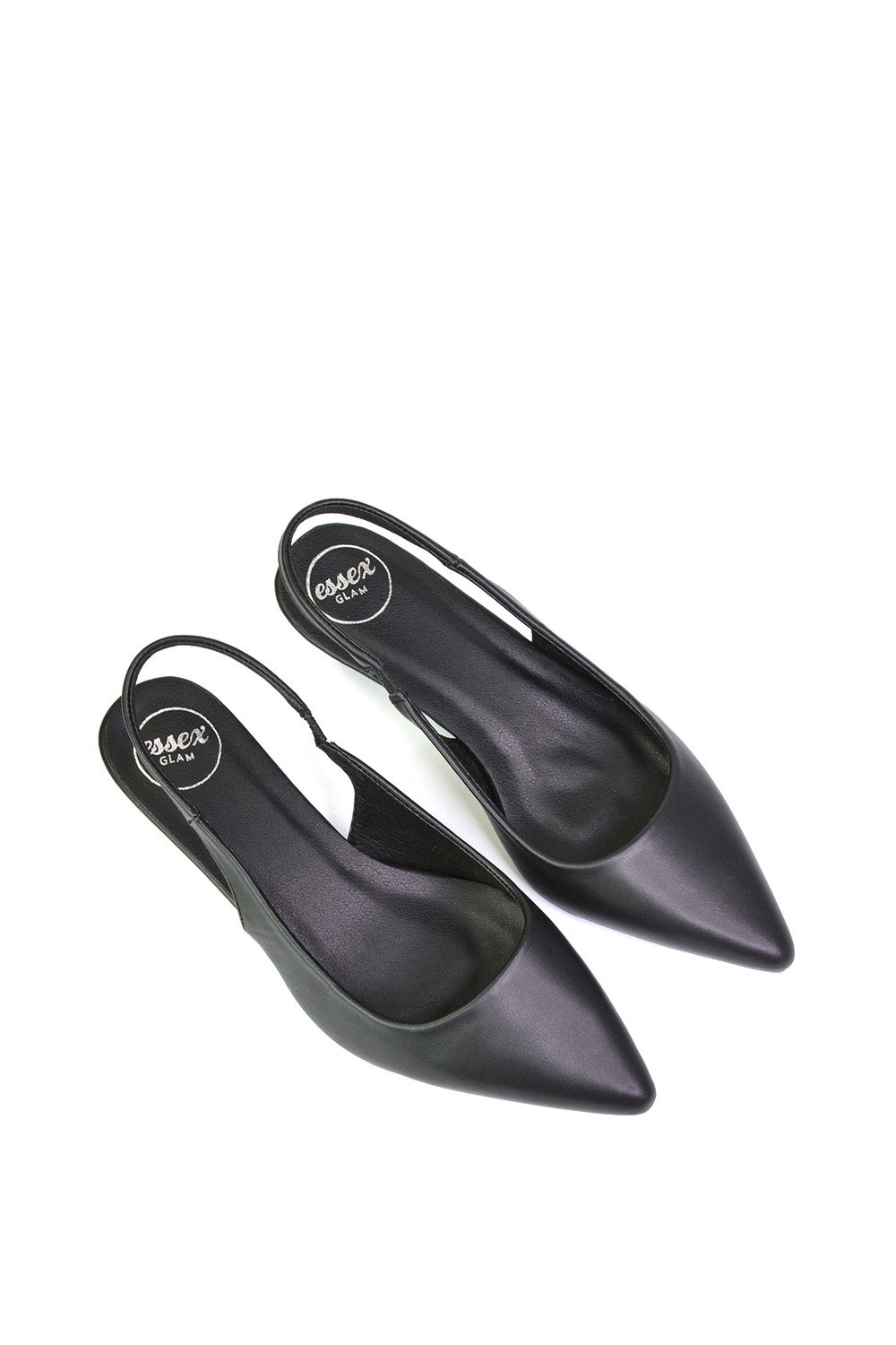 Black XY LONDON Black 'Avalone' Pointed Toe Sling Back Kitten Heel Sandals, Image 4 of 5