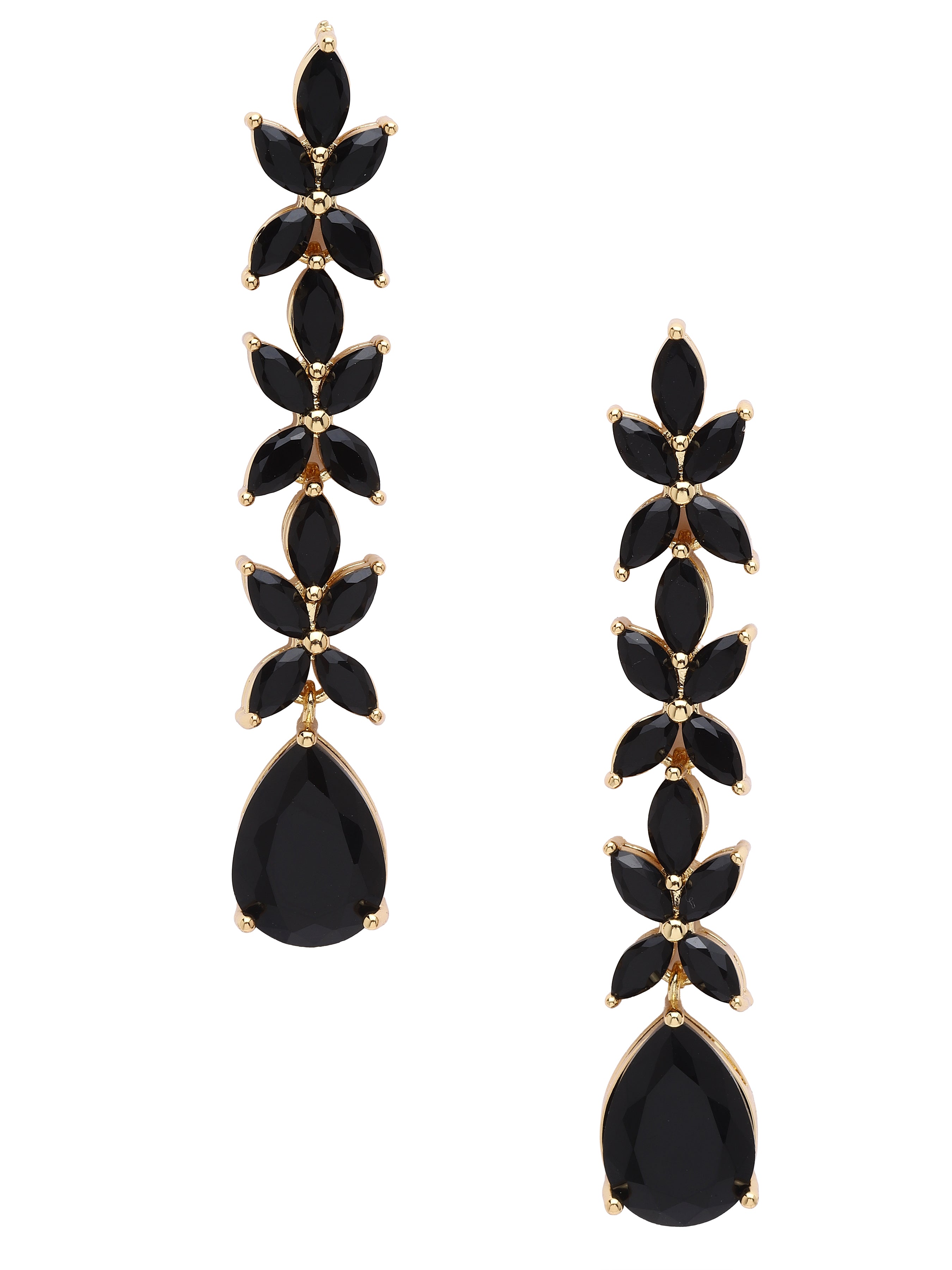 Black Floral Cascade Drop Earrings