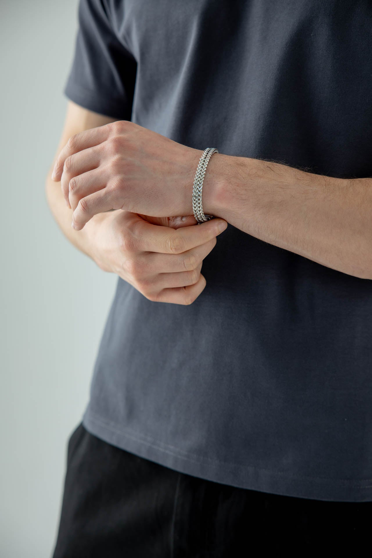 Silver Double Franco Chain Bracelet, Image 2 of 2