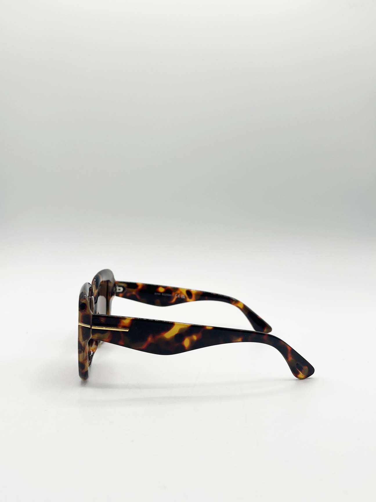 Brown SVNX Brown Bold Square Sunglasses in Leopard Brown, Image 5 of 6