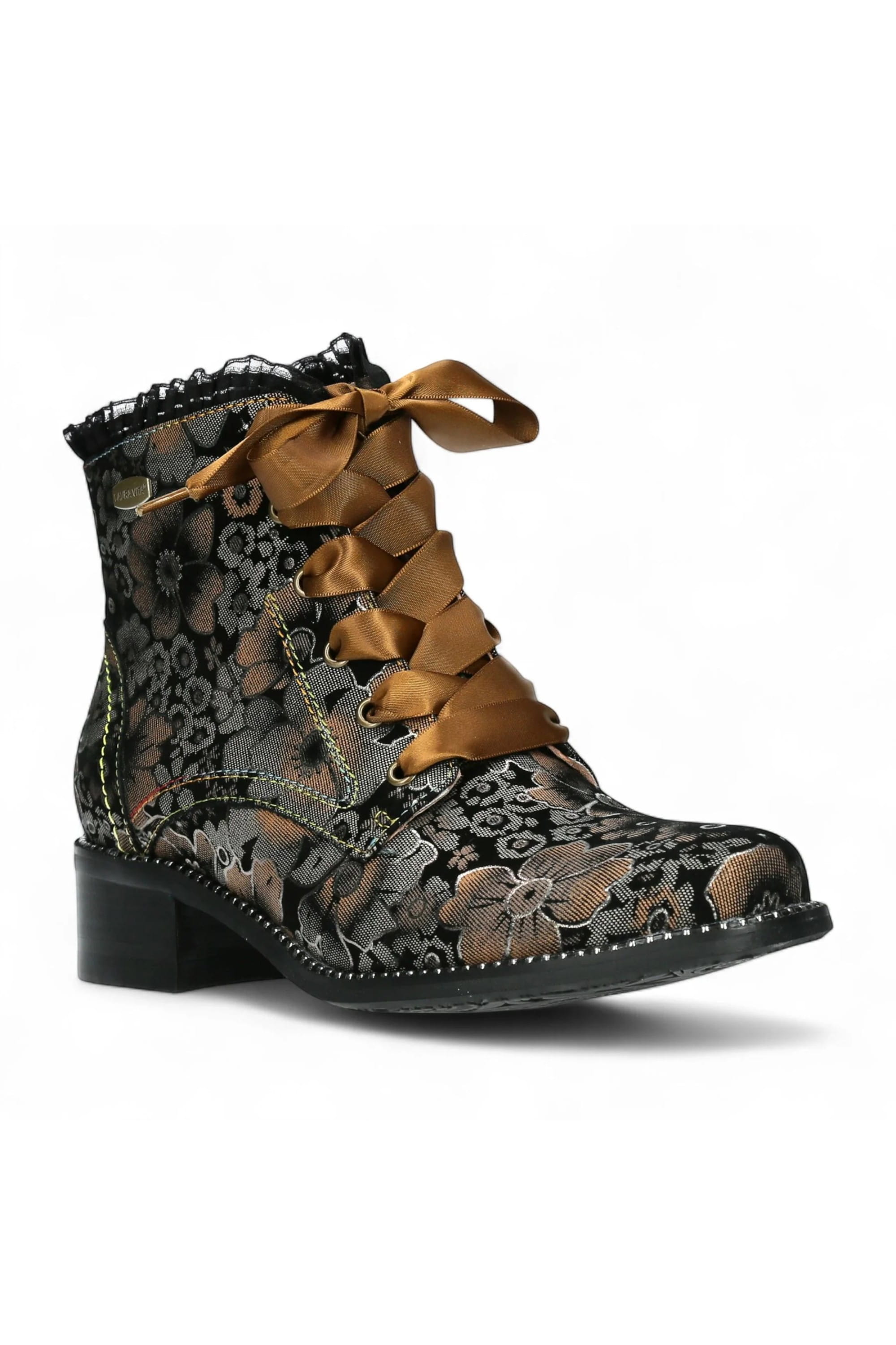 Brown Womens Gothic Ankle Heeled Boot - EMCMAO, Image 2 of 7