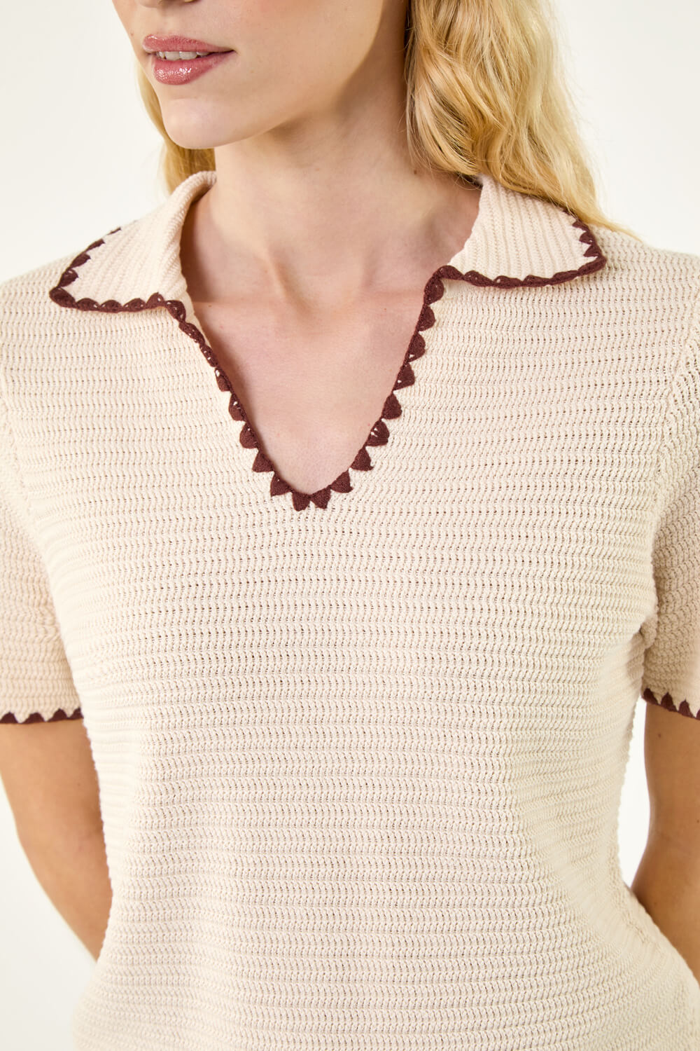 Stone Textured Collar Knit Top, Image 7 of 6