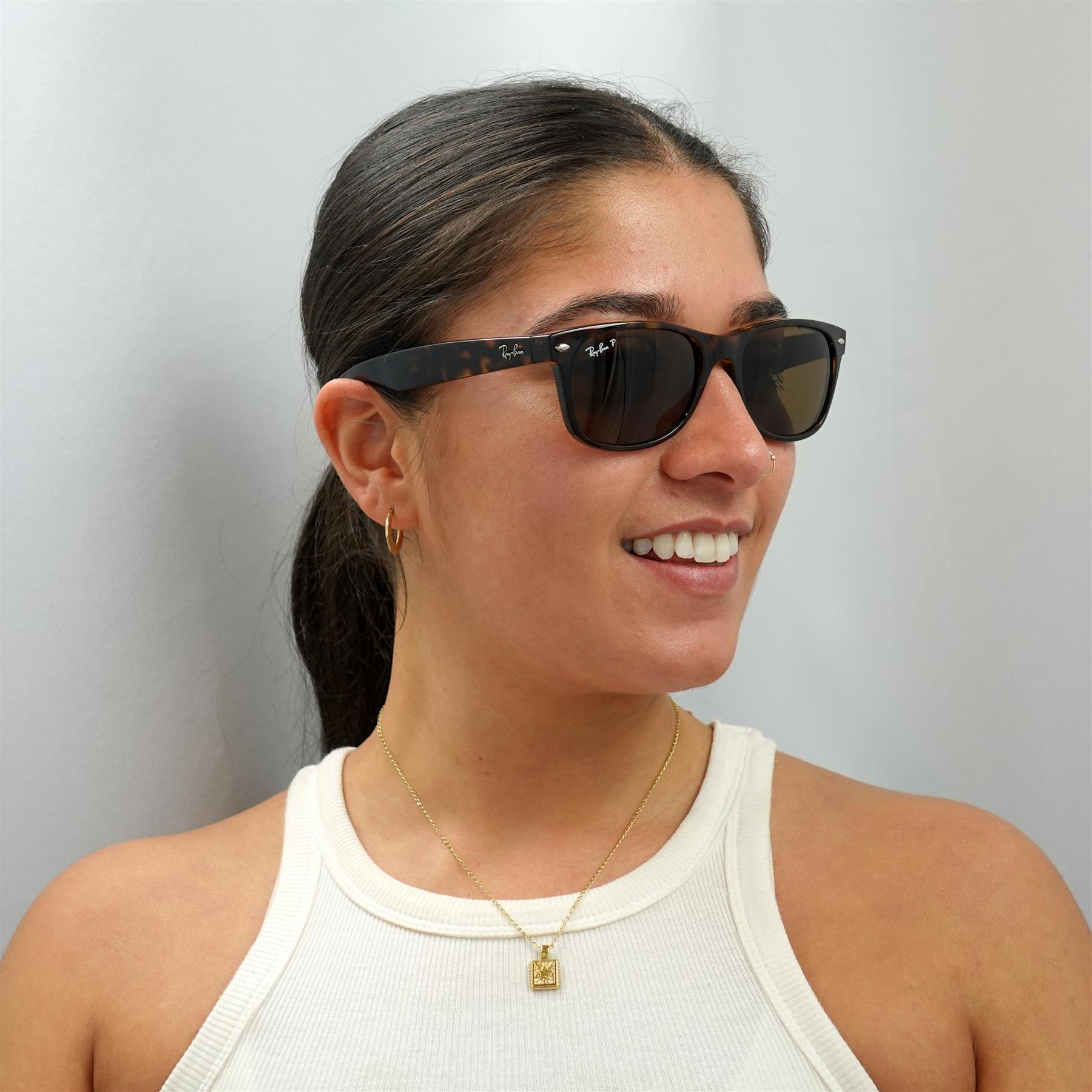 Brown Ray-Ban Brown Rectangle Tortoise Brown Polarized Sunglasses, Image 5 of 6