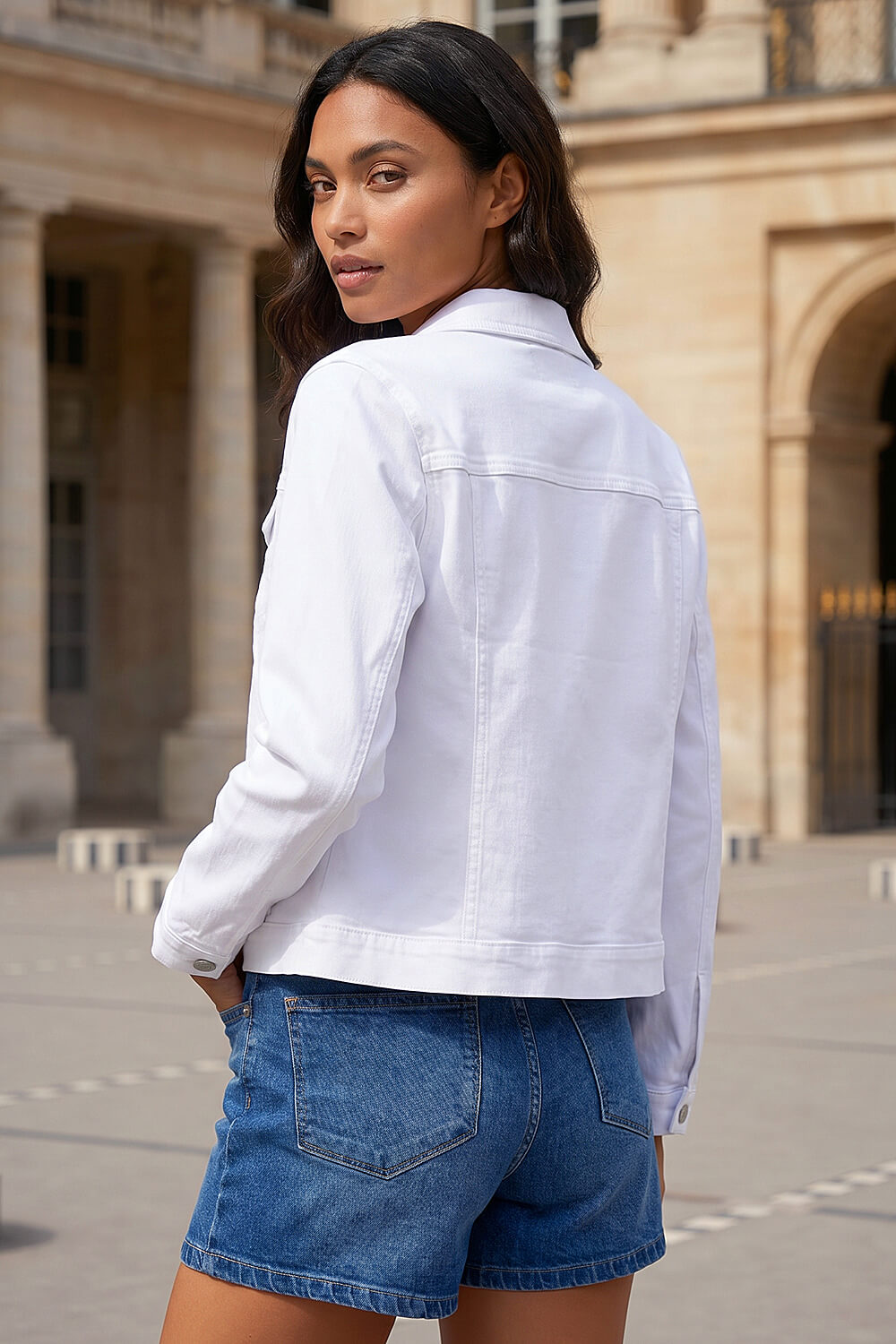 White Stretch Pocket Detail Jacket, Image 4 of 4