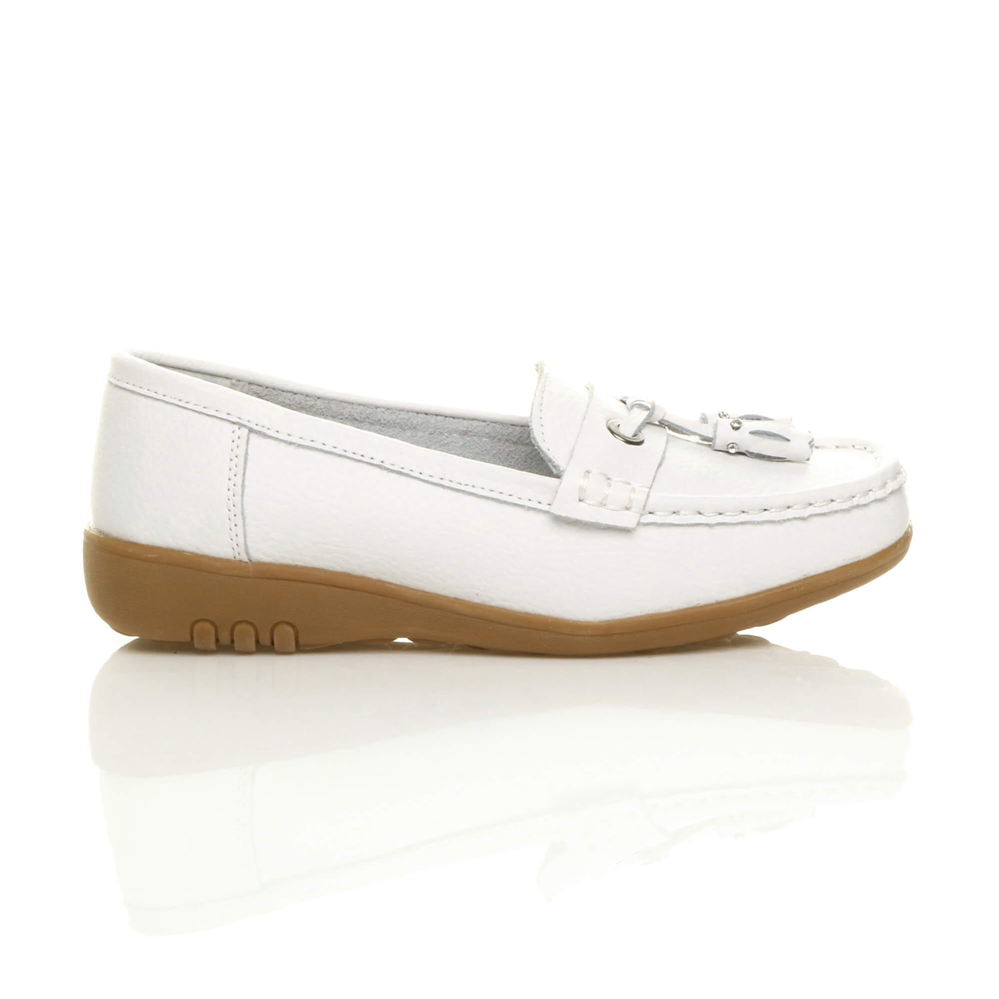 White AJVANI White Comfort Boat Shoes Loafers, Image 2 of 8