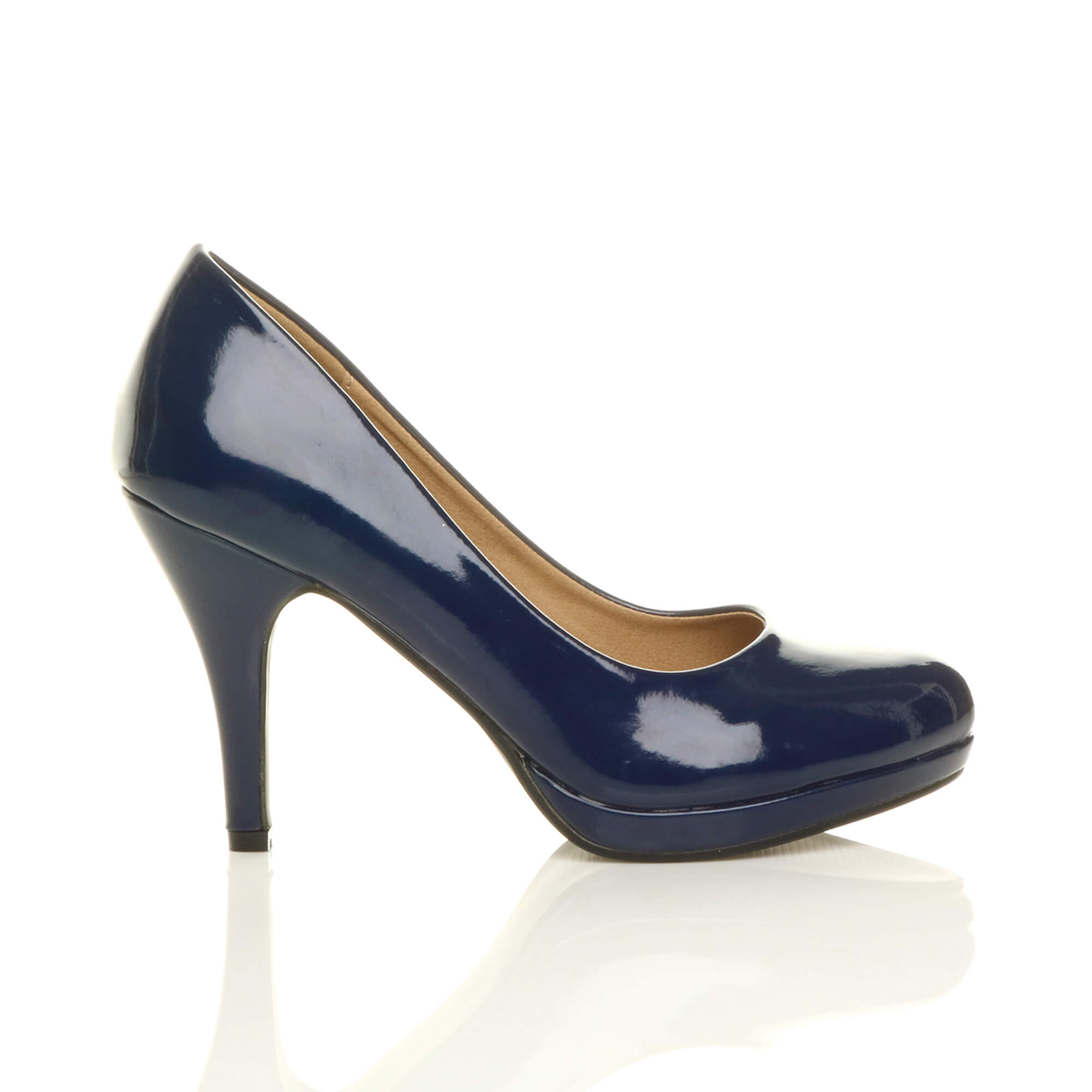 Navy Blue AJVANI Navy Blue High Heel Court Shoes, Image 2 of 6