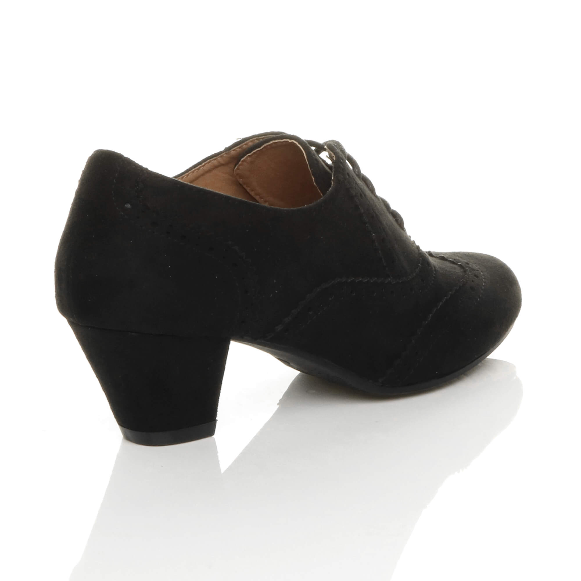 Black AJVANI Black Mid Cuban Heel Brogue Ankle Boots, Image 4 of 6