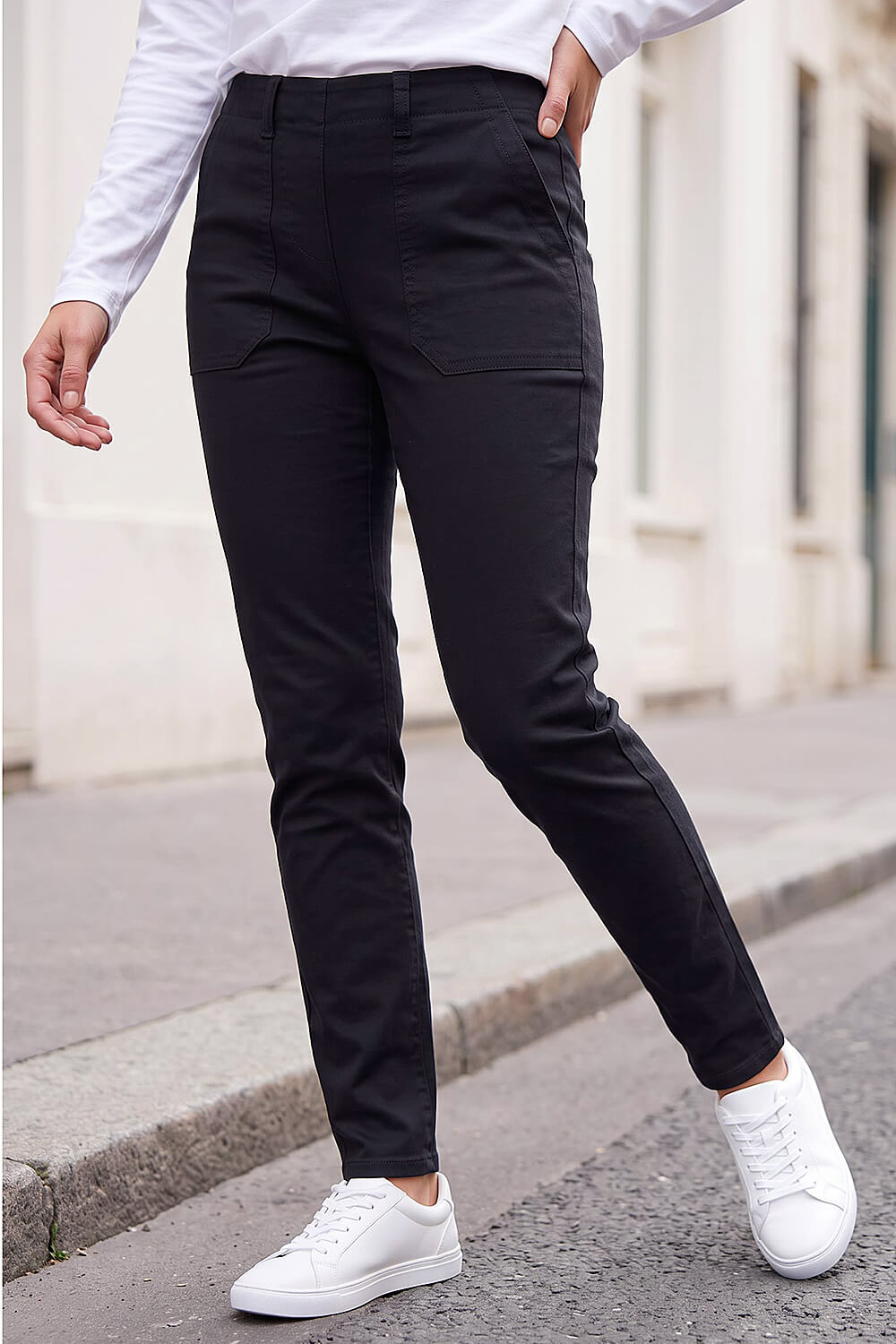 Roman Women's Black Utility Stretch Jegging Trouser Size 18